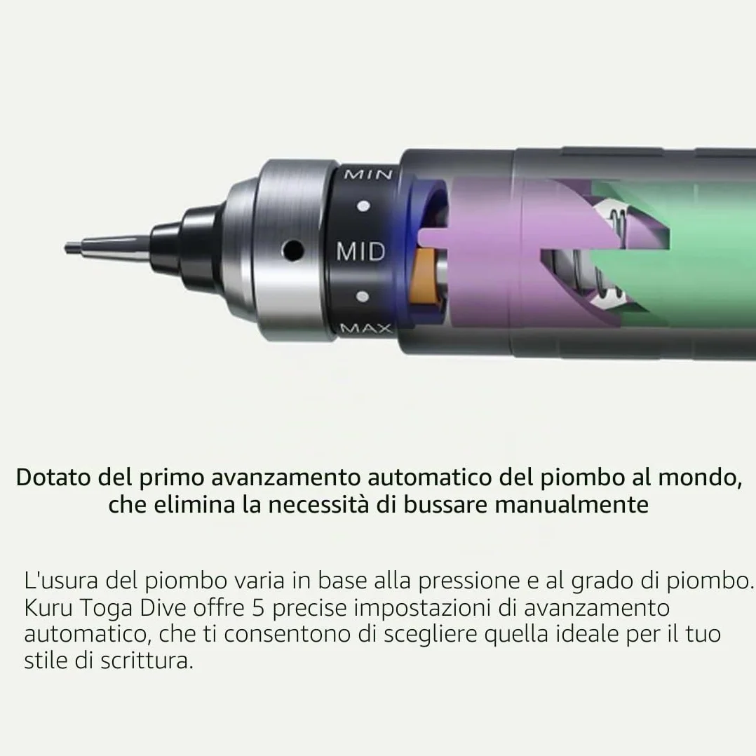 三菱鉛筆 Uni Kuru Toga Dive - Portamine, rotazione automatica della mina e avanzamento automatico regolabile, 0,5 mm, colore: Blu Abyss