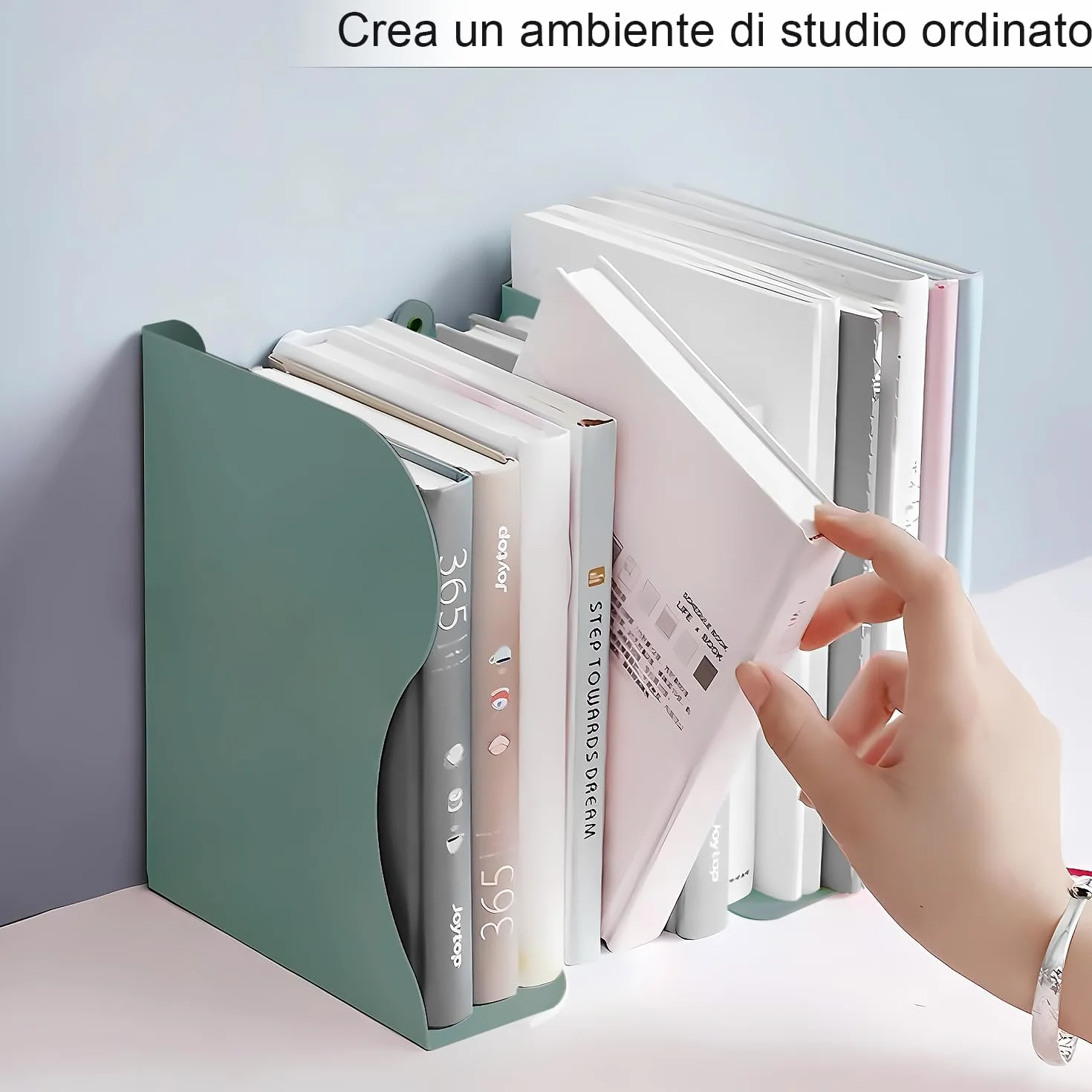 DARUITE Regolabili in Metallo Antiscivolo Fermalibri Biblioteca Verde 50 cm
