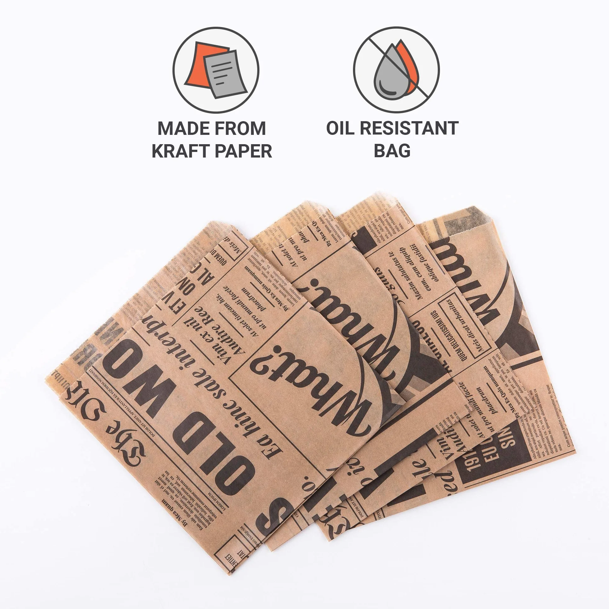 Oldnews Craft 150 x 150 mm Paper Sack Bags Contenitore per il pranzo cibo hamburger patatine fritte (400)