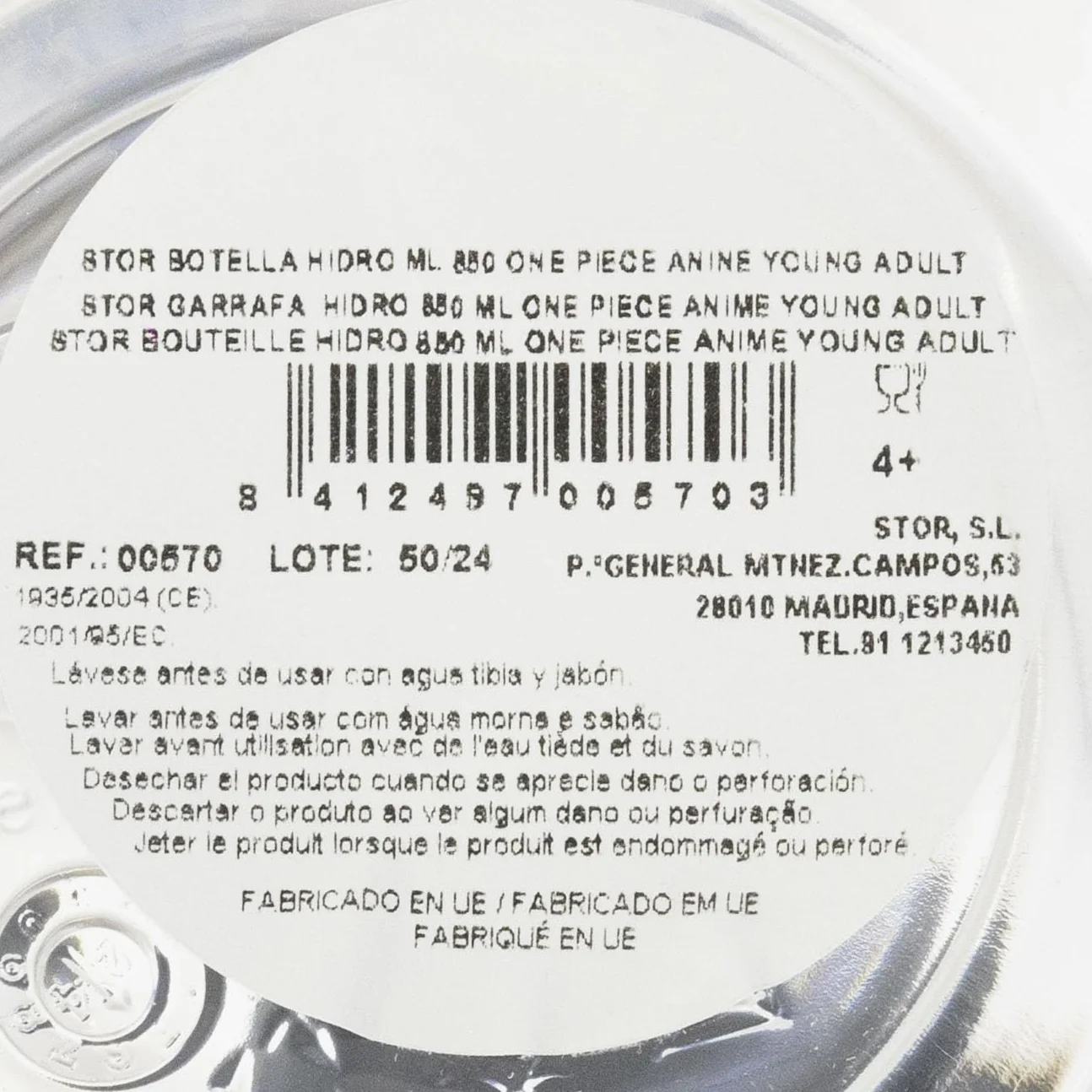 Stor Borraccia Riutilizzabile One Piece 850ml Plastica Senza BPA Tappo a Vite Metallico Anti-Goccia
