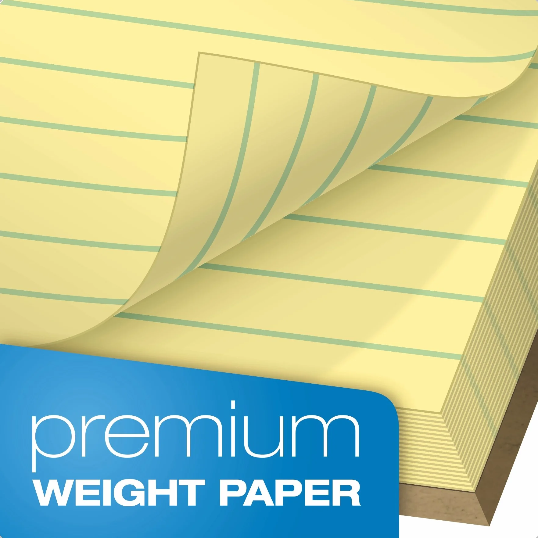 Tops Docket Gold Writing Tablet, 8-1/2 x 11-3/10, 2 cm, Perforated, Canary, Legal/Wide Rule, 50 Sheets per Pad, 6-Pack