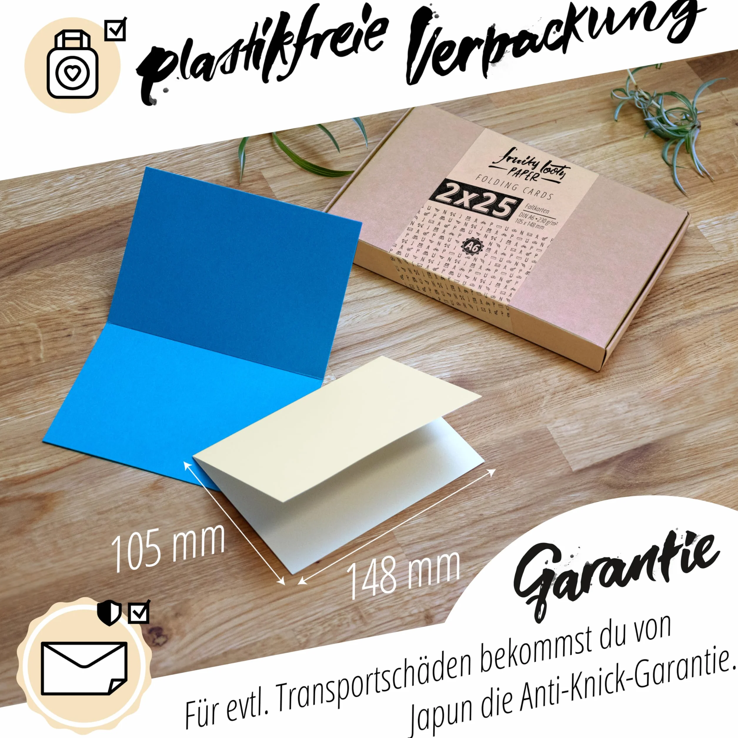 Japun 50 biglietti pieghevoli bianchi colorati DIN A6 230 g/m² carte da progettare