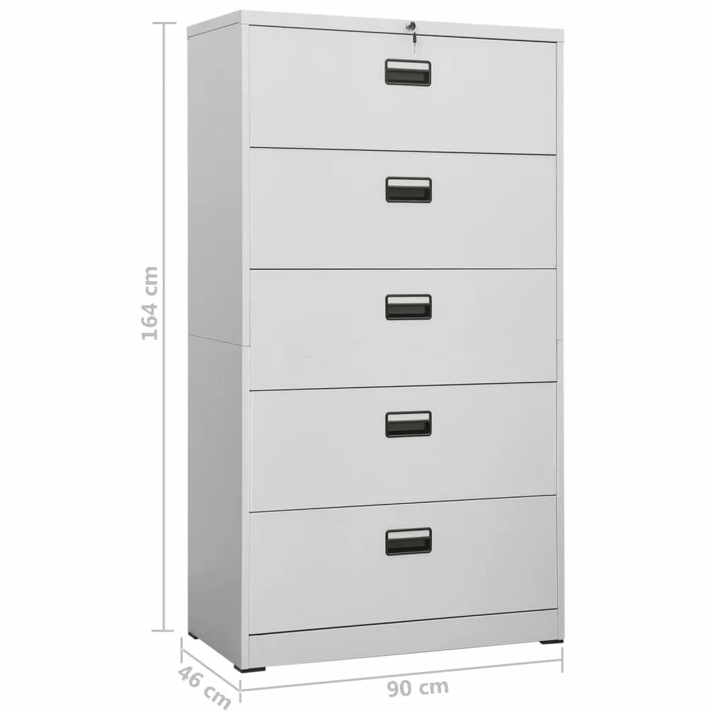vidaXL Armadio Classificatore Grigio Chiaro 90x46x164 cm in Acciaio