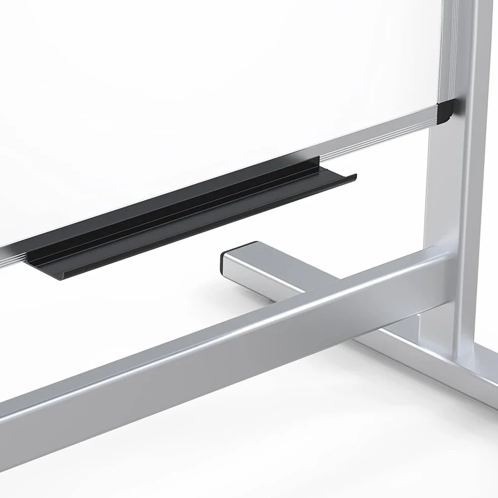 VIZ-PRO Lavagna Bianca Magnetica 120 x 60 cm con Supporto | Doppio Lato Cancellabile a Secco, Cornice in Alluminio, ideale per Ufficio, Casa, Scuola e Riunioni