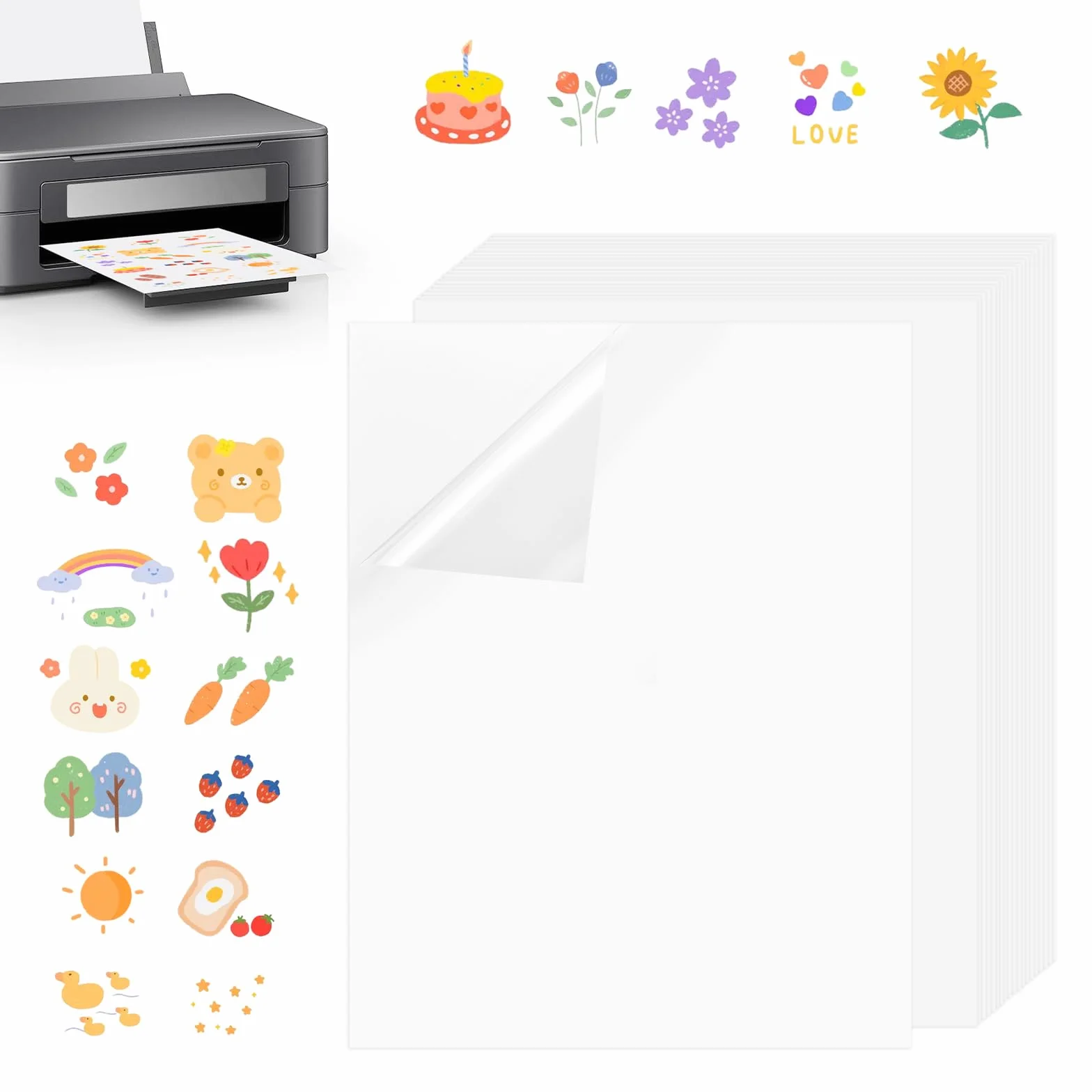 Carta Adesiva Trasparente Stampabile A4, Vinile Impermeabile per Stampanti a Getto d'Inchiostro e Laser