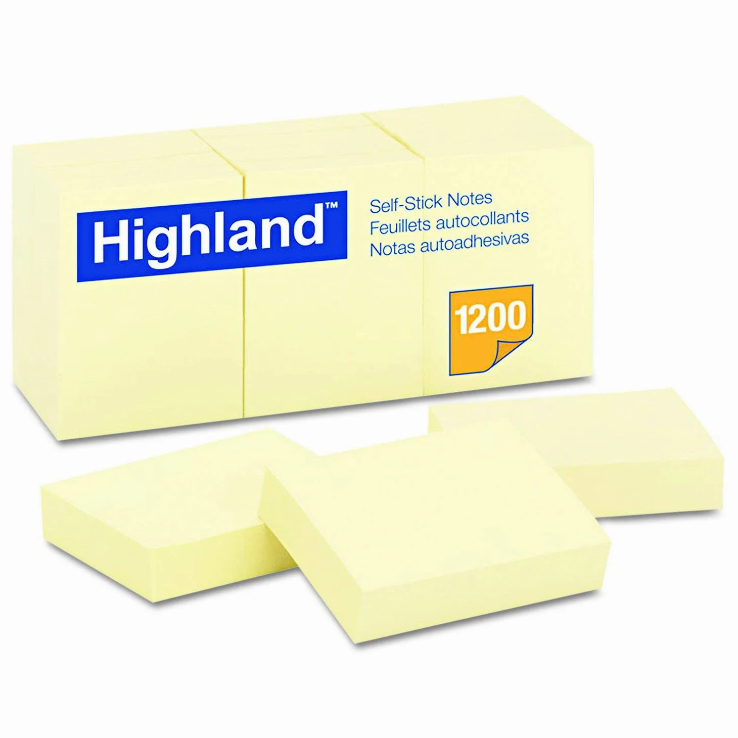 Highland 6539YW - Foglietti autoadesivi, 1 1/2 x 2, giallo, 100 fogli (confezione da 60)
