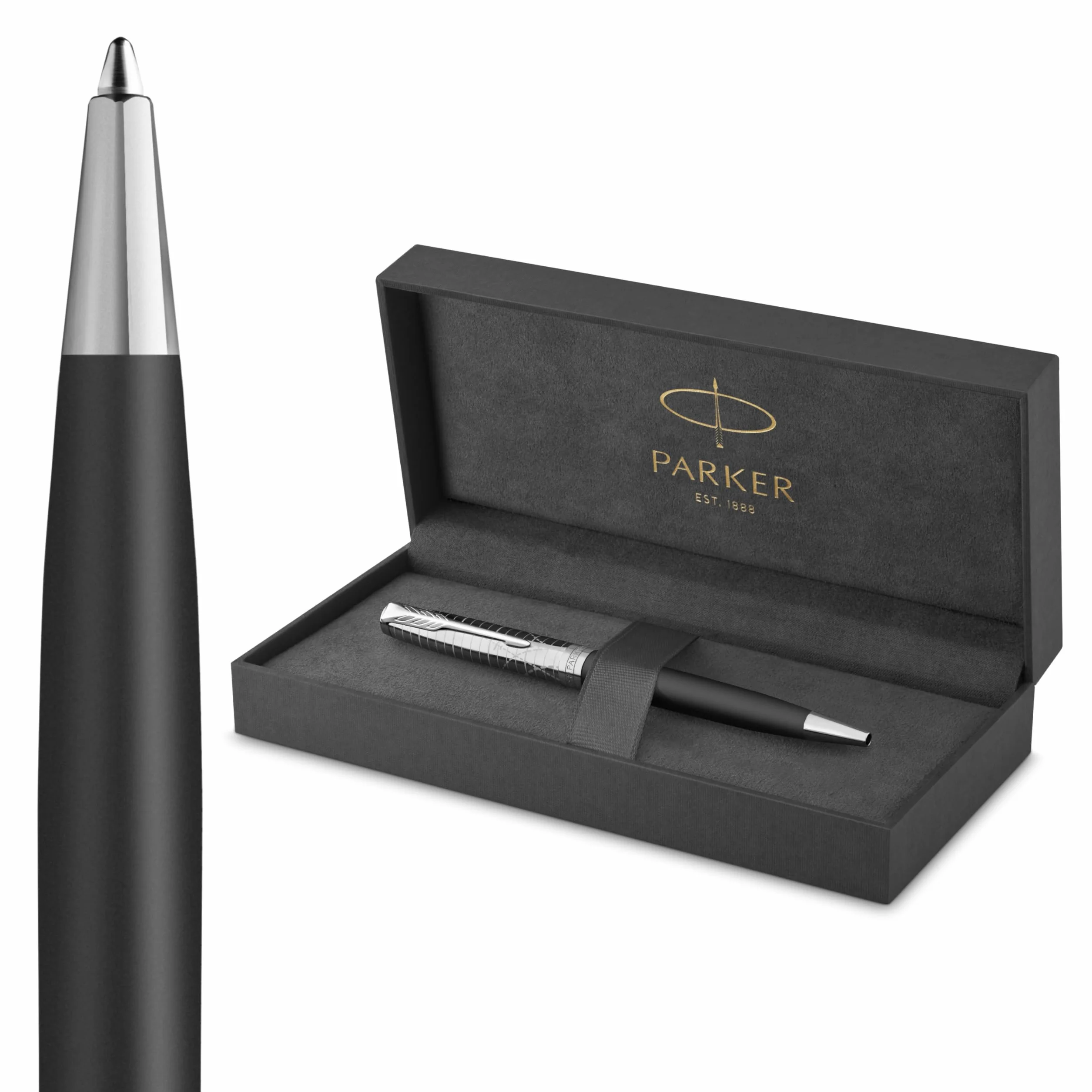 Parker Sonnet Penna a sfera | Collezione Legacy of Flight | Rifinitura cromata | Punta Media | Inchiostro nero | Confezione Regalo