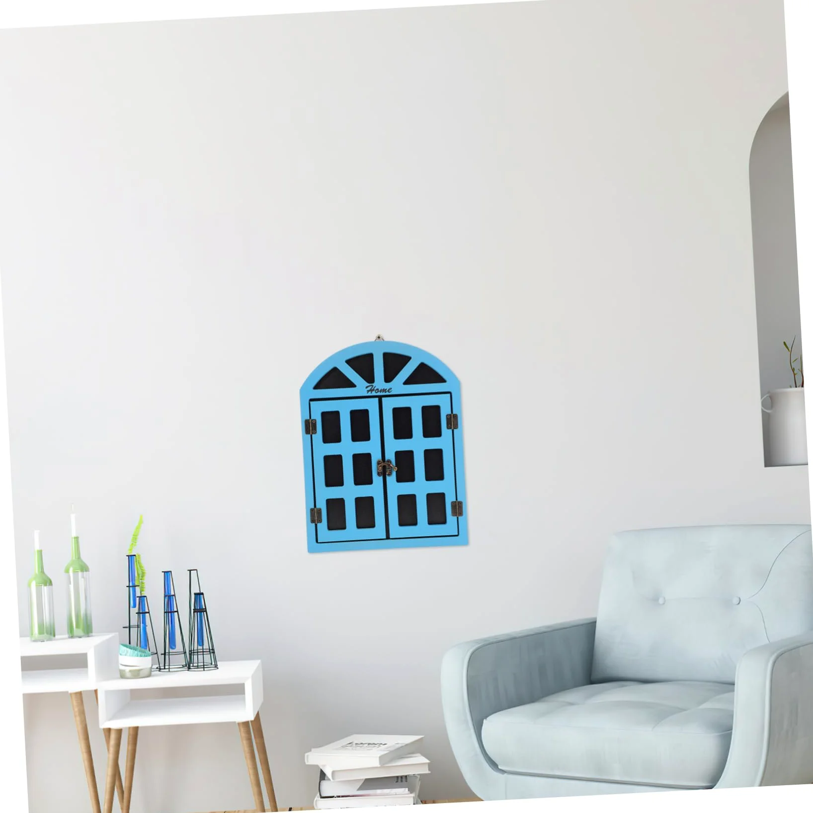 SHINEOFI Lavagna Nera Resistente e Facilmente Pulibile in Legno da Appendere a Parete come Decorazione Natalizia Design a Finestra Piccola Blu per Bar e Reception