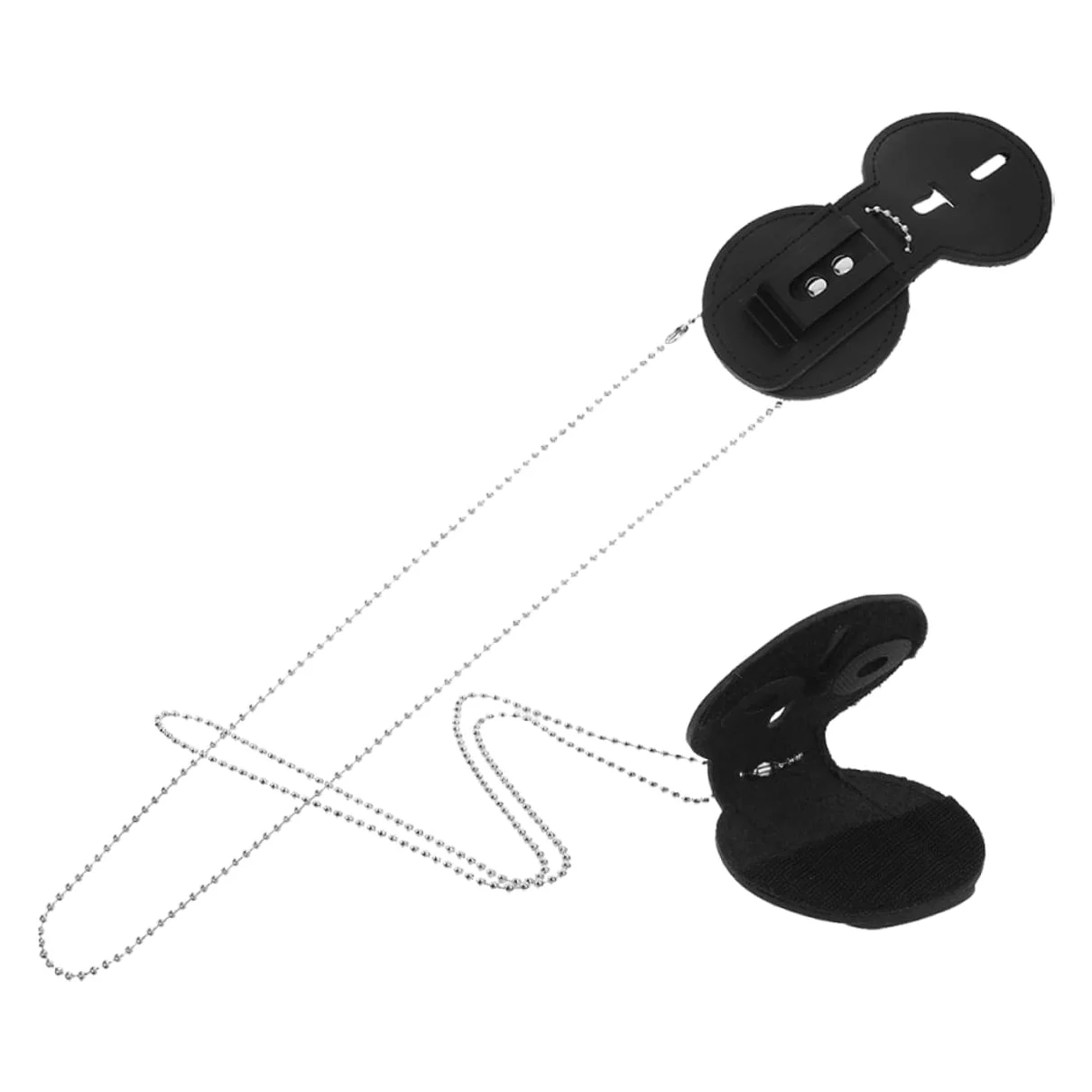 Porta Badge Cartellino Badge in Pu Nero, con Clip e Catena, Leggero e Resistente per Carte D'identità e Patente, Uso Ufficio, 2 Pezzi