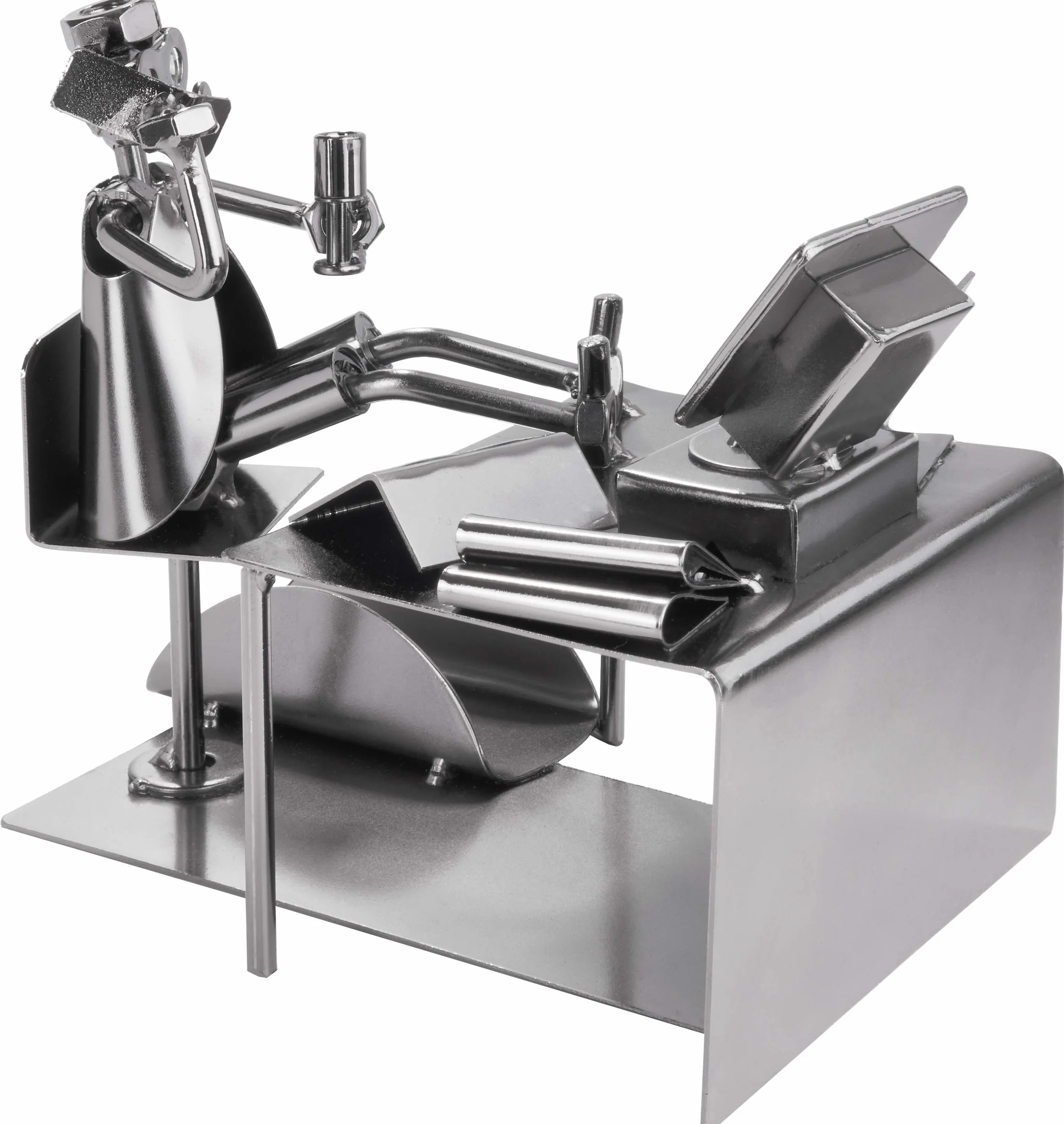 BRUBAKER Screw Man Pc Office Worker with Business Card Holder Steel Metal Figure