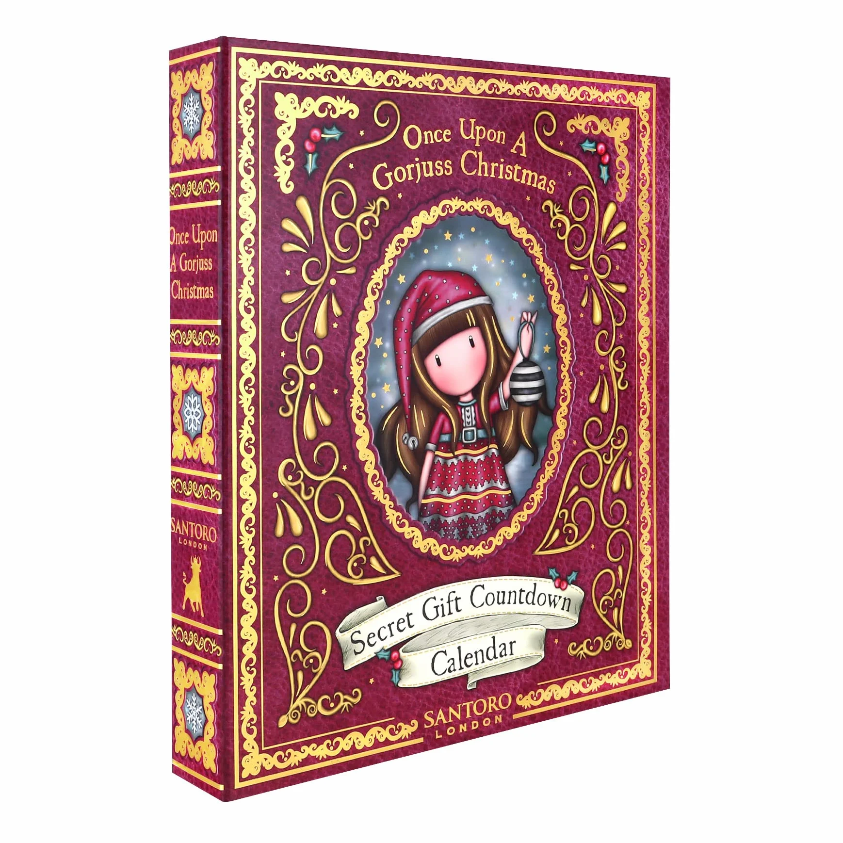 SANTORO Gorjuss Calendario dell'Avvento 2023, calendario natalizio con 25 sorprese tra cui quaderni, penne, nastro di carta, cancelleria e spilla smaltata, regalo per ragazze, bambini, allegro e