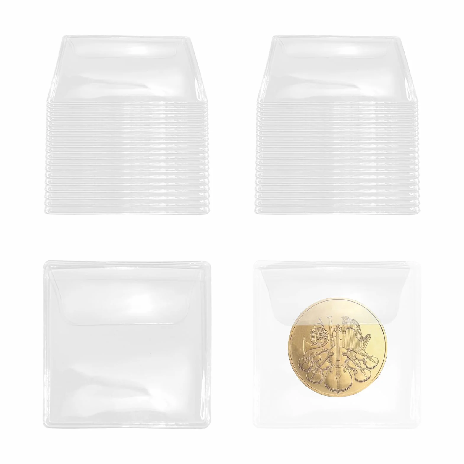 Porta Monete 50 Pezzi, Busta Di Plastica Trasparente 5,5 x 5,5 cm per Monete Gioielli