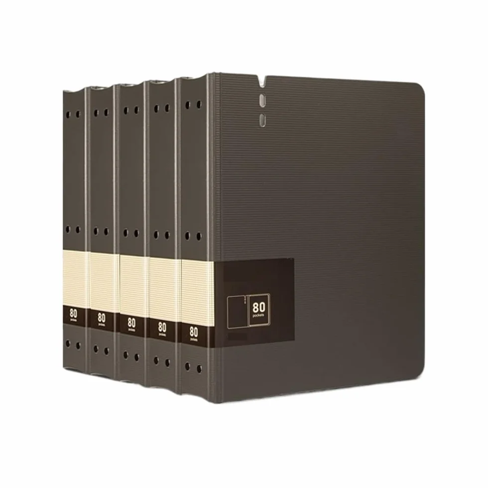 Ampie applicazioni 5 cartelle portadocumenti A4 da 80 pagine con inserti trasparenti, for documenti di dati, forniture for ufficio(Grijs)