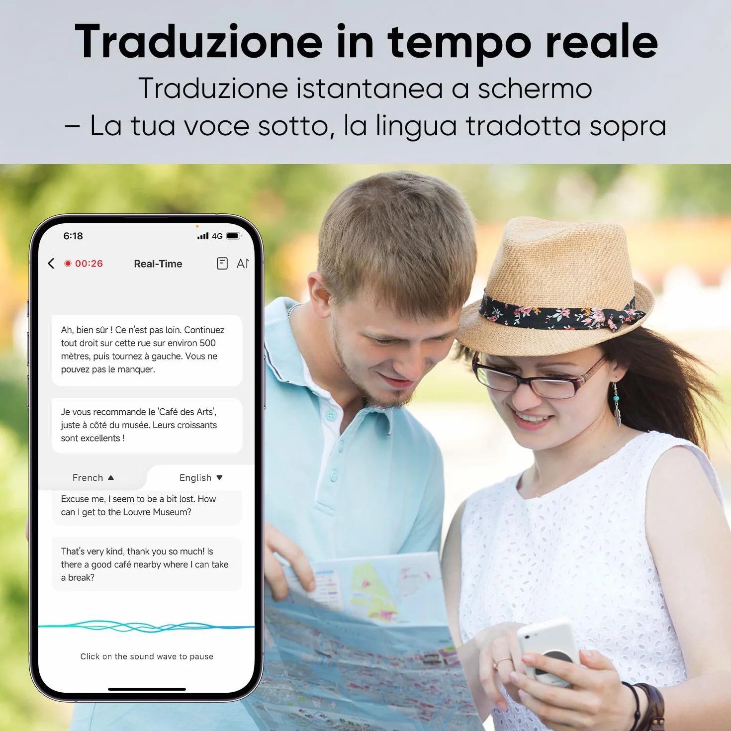 Traduttore Vocale Istantaneo AI con Clonazione della Voce, Traduttore Simultaneo Portatile Multilingue con Traduzione in Tempo Reale, Dispositivo Traduzione per Viaggi, Lavoro e Conversazioni