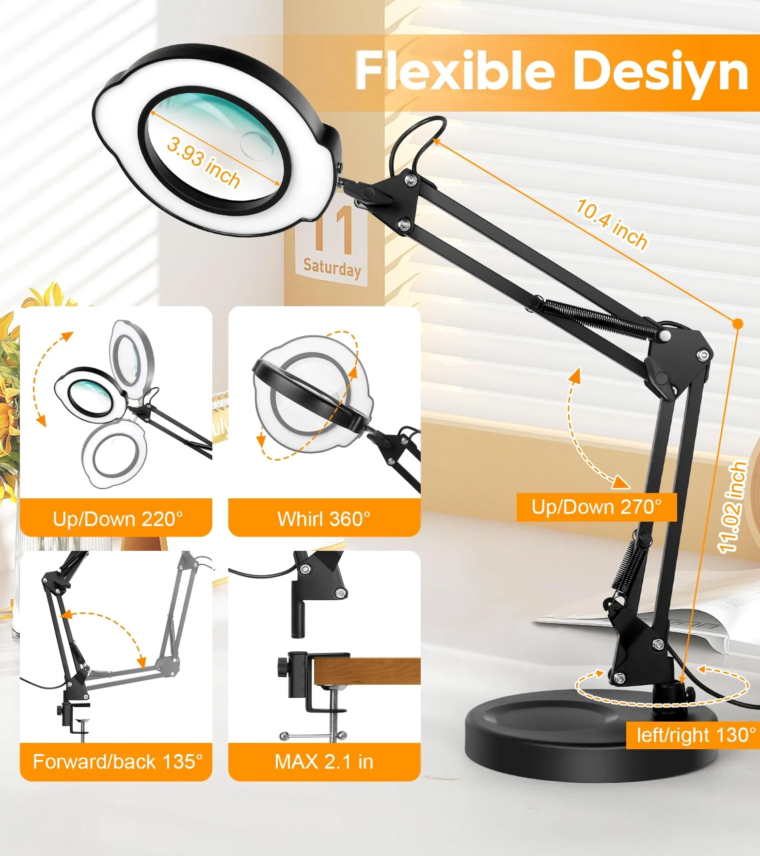 Lente d'ingrandimento da Tavolo 10X con Luce 84 Led Lente d'ingrandimento a Collo d'oca Flessibile Illuminata Led 5 Modalità Colore Dimmerabile per Pittura Artigianato Hobby Cucito Lavori Ravvicinati