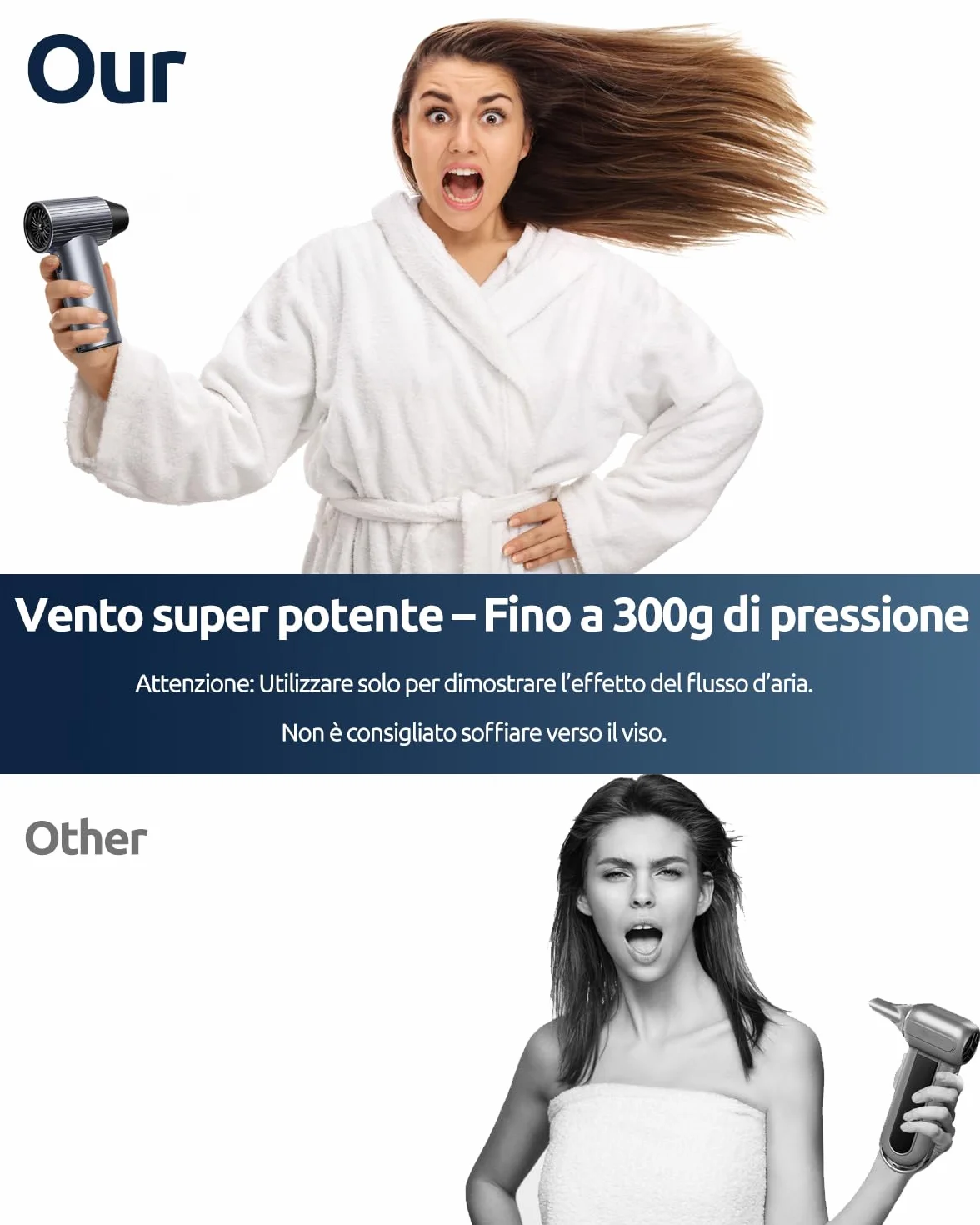 300000RPM Soffiatore Aria Compressa in Metallo - Mini Soffiatore a Batteria con 3 Velocità Regolabili e 4 Ugelli - Senza Fili e Ricaricabile - High-Power Air Duster per Auto/Casa/Ufficio/Camping