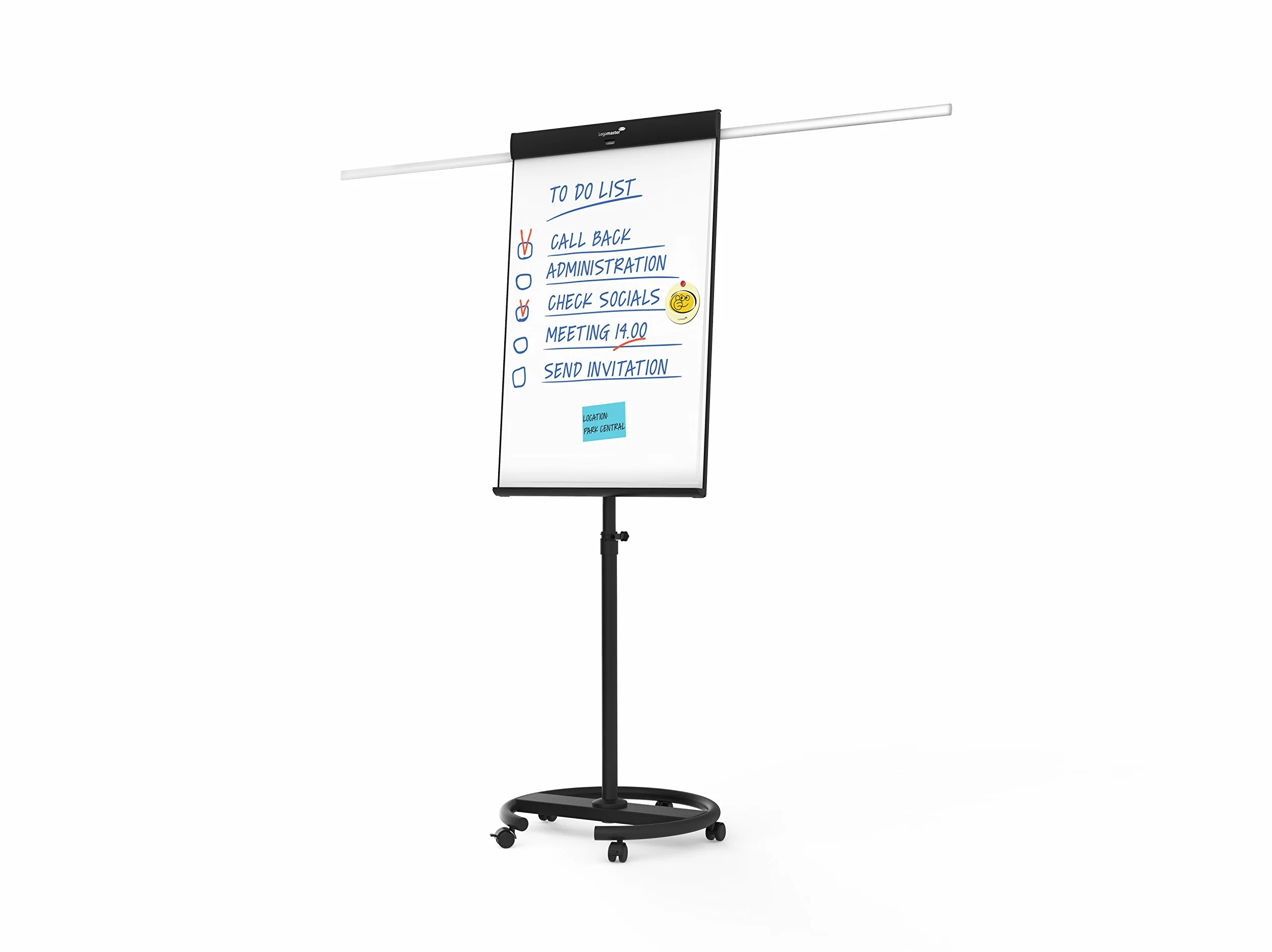 Legamaster Lavagna a fogli mobili triangolari universale – Superficie magnetica e lavabile a secco (68 x 105 cm) – Base rotonda – Nero – ideale per riunioni e brainstorming