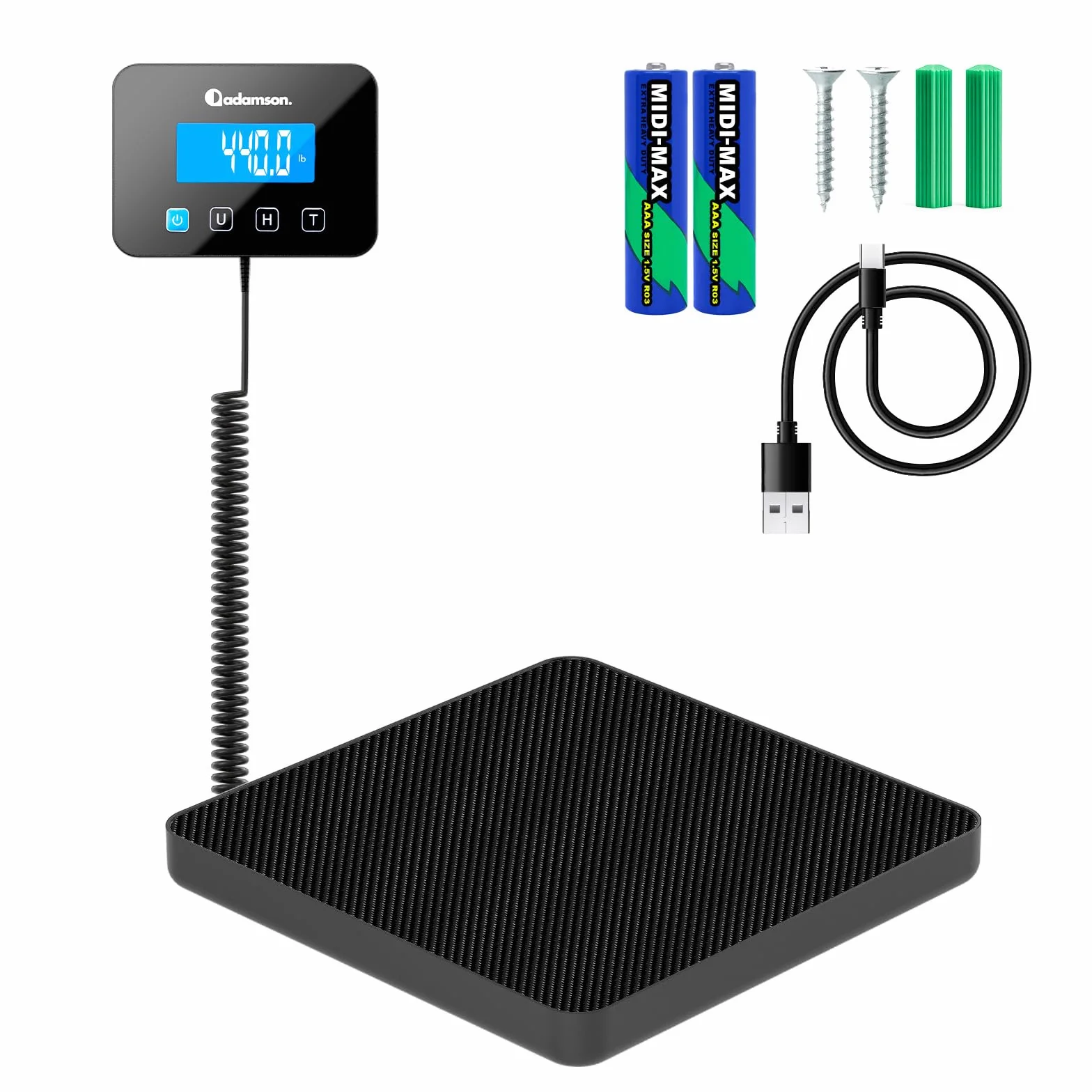 Bilancia Professionale 200 kg/10 g Alta Precisione con Funzione Hold/Tara per Pacchi Bagagli Uso Industriale Nero Opaco