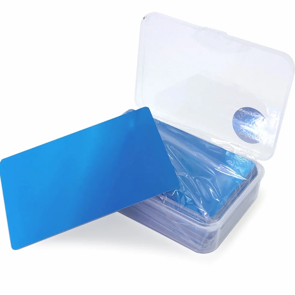 Biglietti da visita in alluminio 0,45 mm 3,4 x 2,33 cm per incisione laser blu
