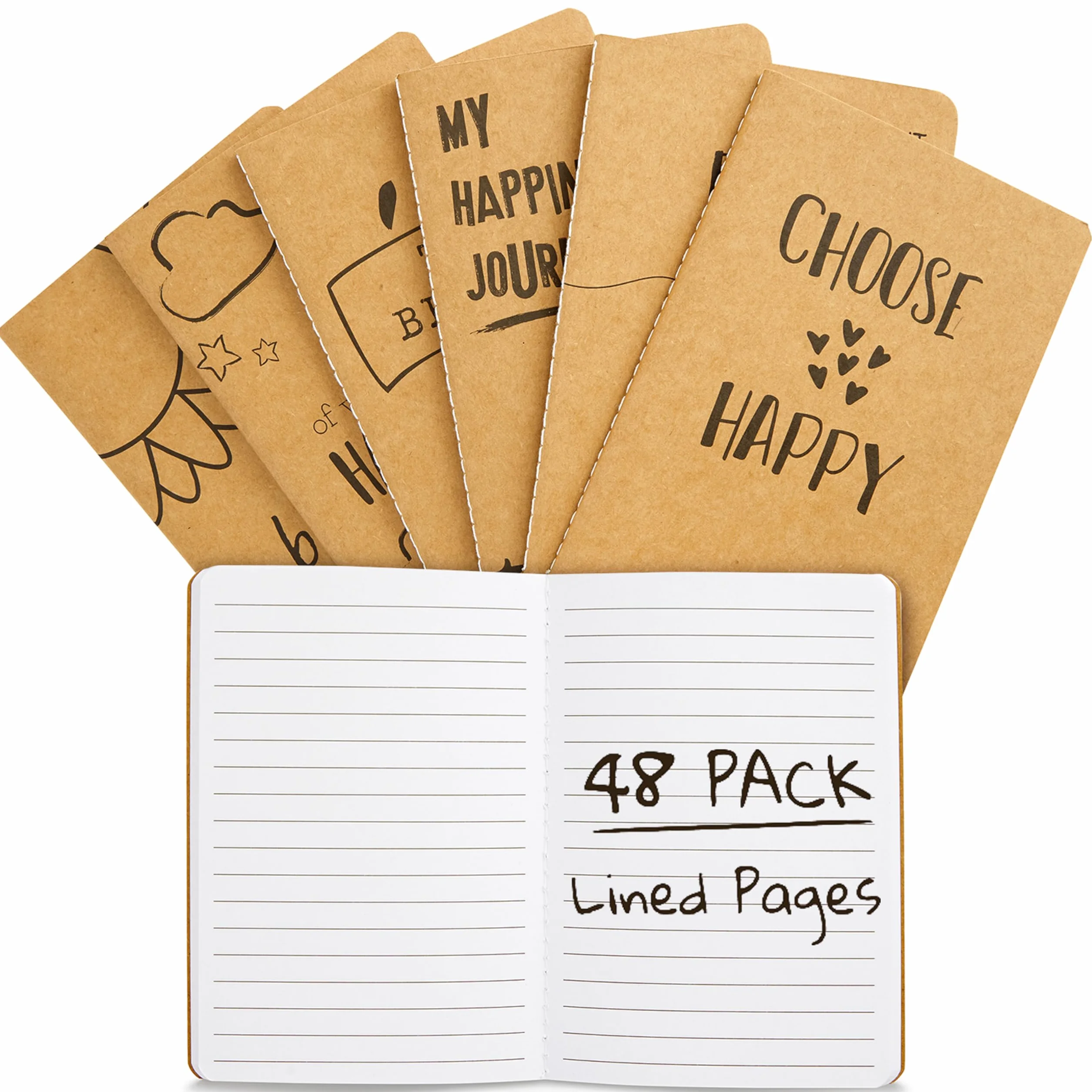 Paper Junkie Quaderni in carta kraft, 80 pagine a righe, 10 x 14 cm, mini diari per scrivere, disegnare, scarabocchiare, regali per studenti, apprezzamento degli insegnanti, forniture in classe, set