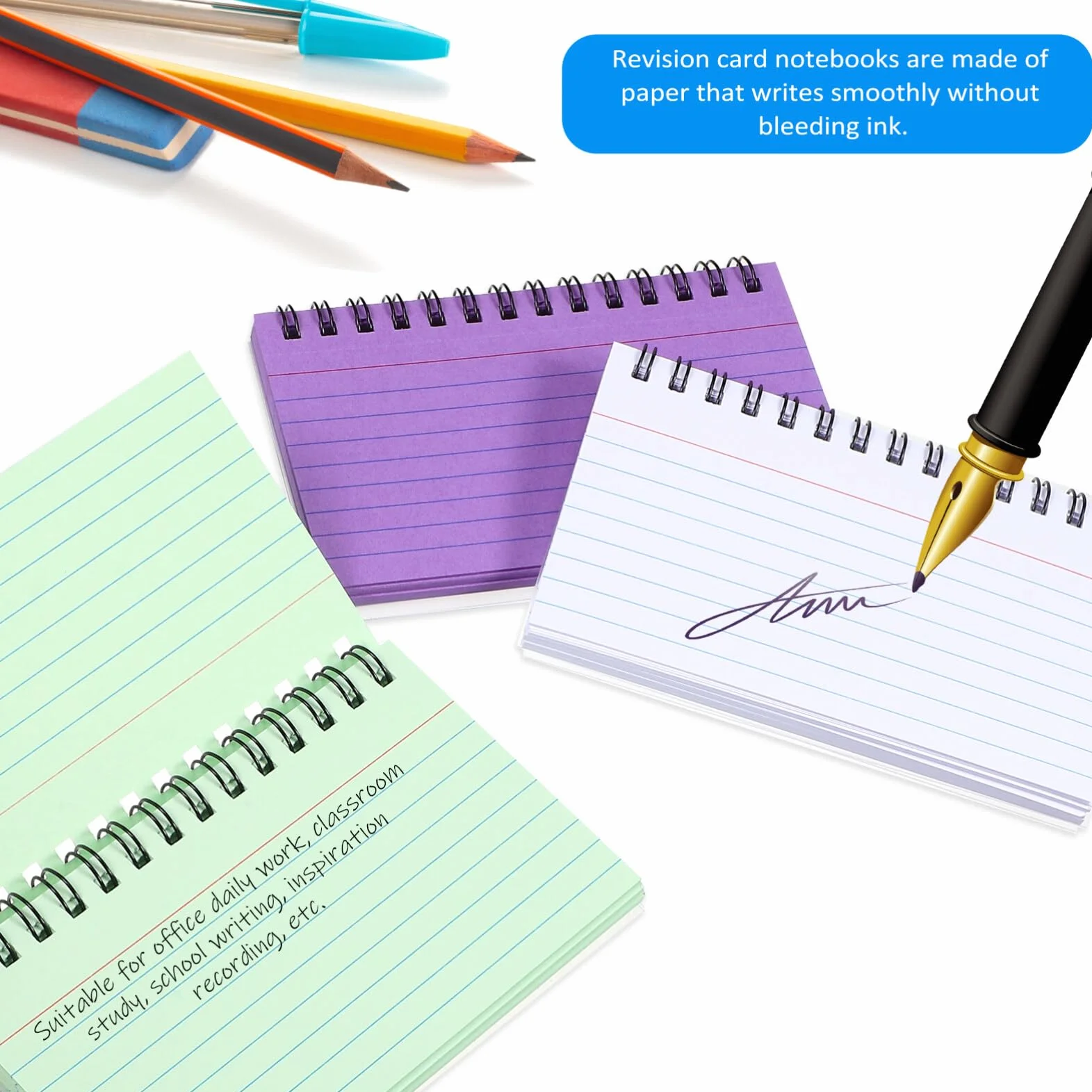 MAGICLULU 10pezzi Quaderno Spirale Schede Indice Piccole Carta Scorrevole Senza Sbavature Linee Orizzontali Per Facile Strappo Design Compatto Per Trasporto Comodo Per Ufficio Scuola Apprend