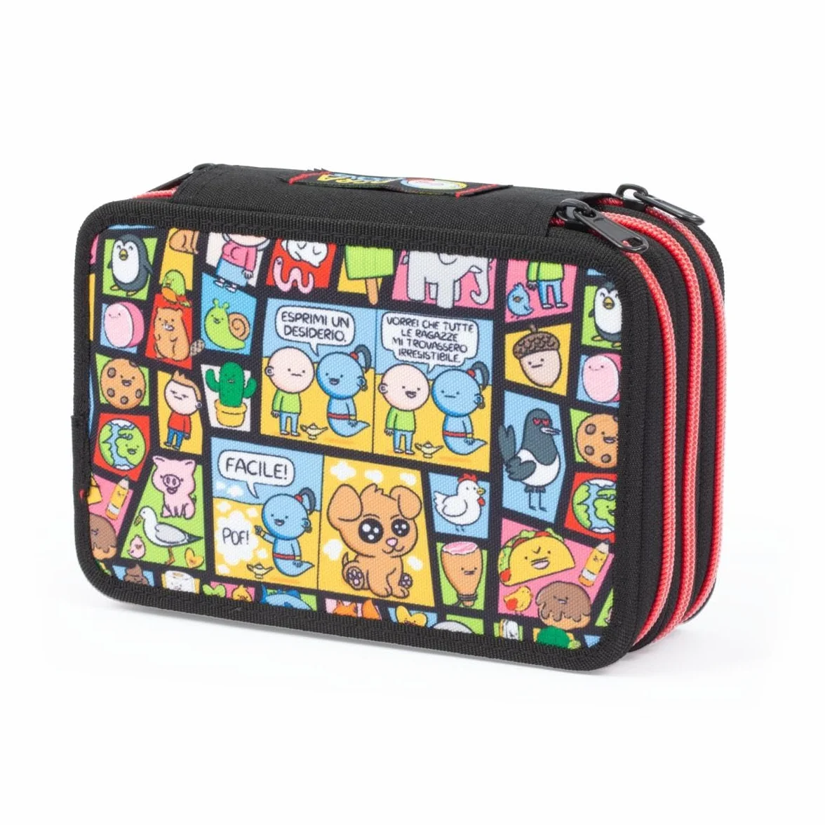 Giochi Preziosi Pera Toons - Astuccio Triplo Scuola Pera Toons Con 3 Zip E 3 Scomparti, Contiene 18 Matite Colorate, 18 Pennarelli e altri Pratici Oggetti per la Scuola,13 l x 19,5 h x 6,5 p