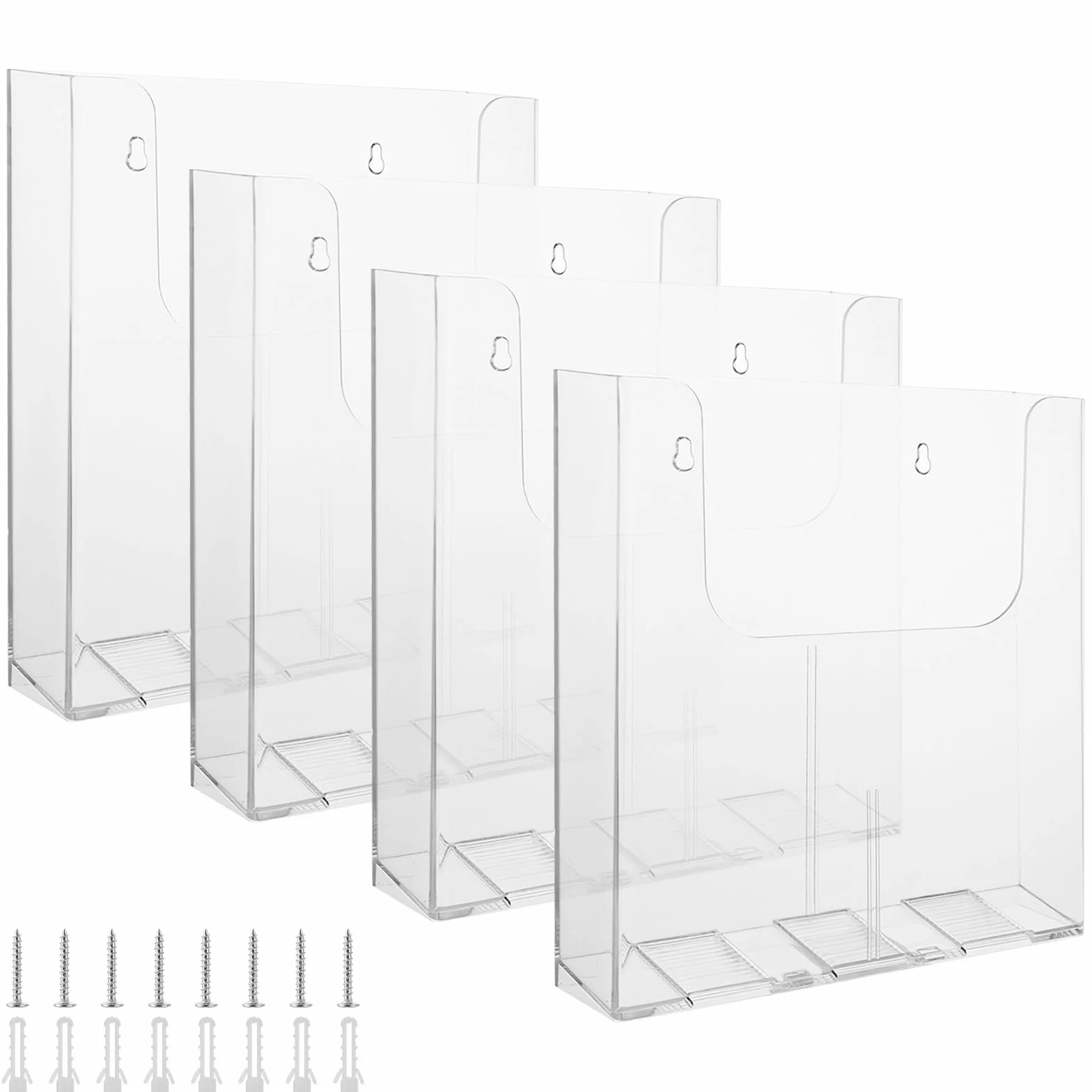4 porta volantini da parete, formato A4, 250 x 225 x 42 mm, formato A4, trasparente, per presentazioni di riviste, menù in salotti, uffici, ristoranti, hotel