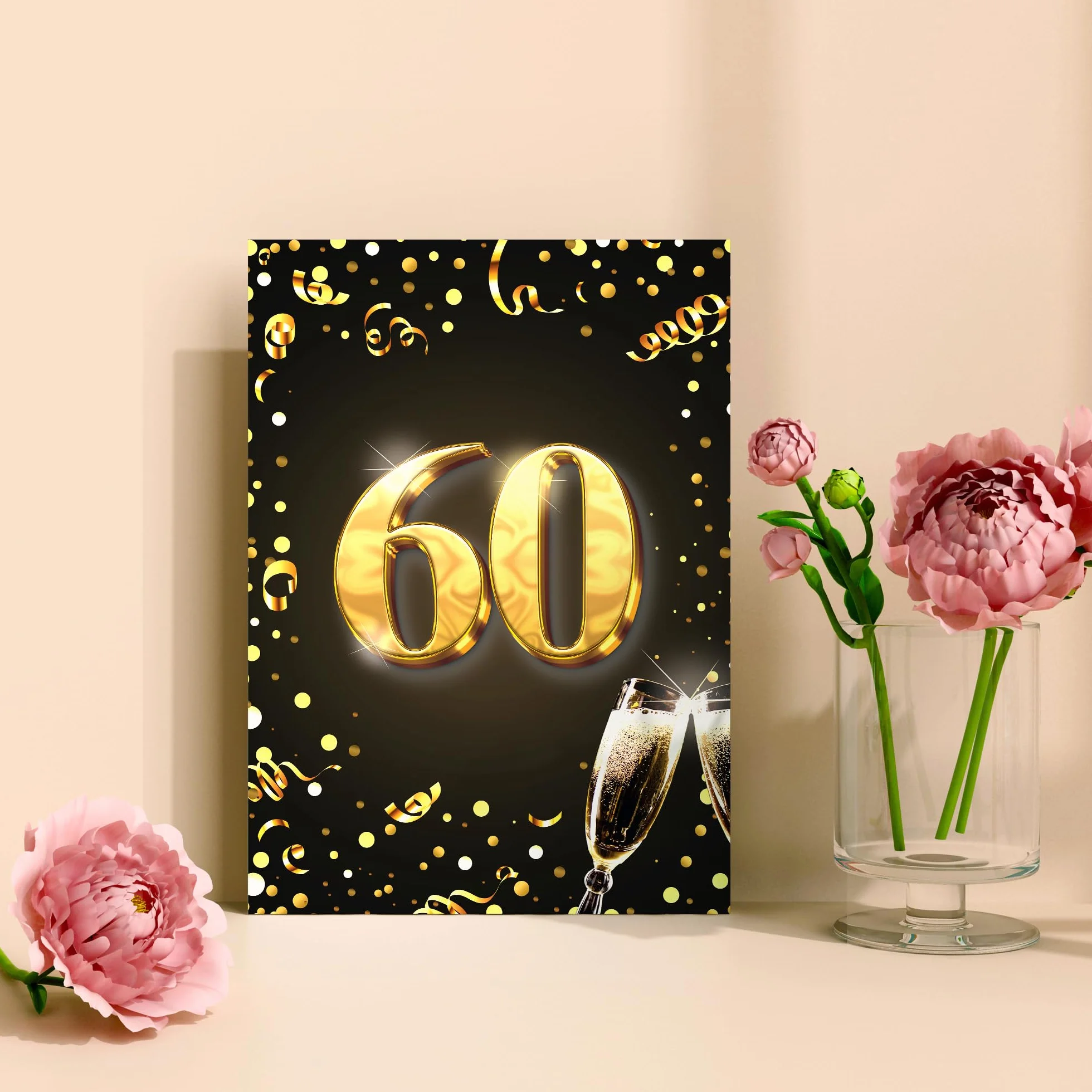 Biglietto di auguri XXL 60° compleanno formato A4 con busta oro