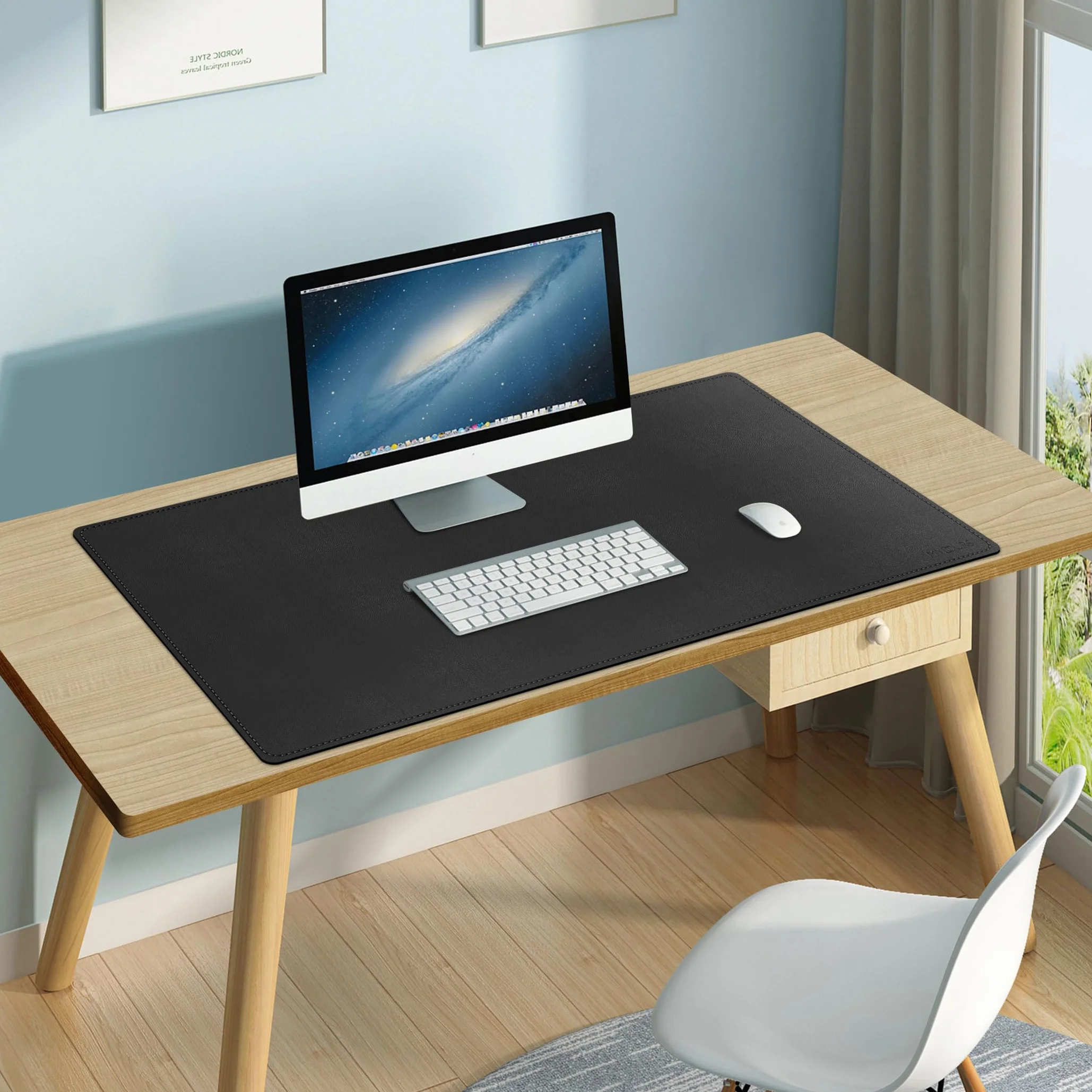 Mydours Pad per Scrivania Multifunzionale in Pelle PU 90x40cm Tappetino per Mouse da Gaming Grande Impermeabile (Nero)