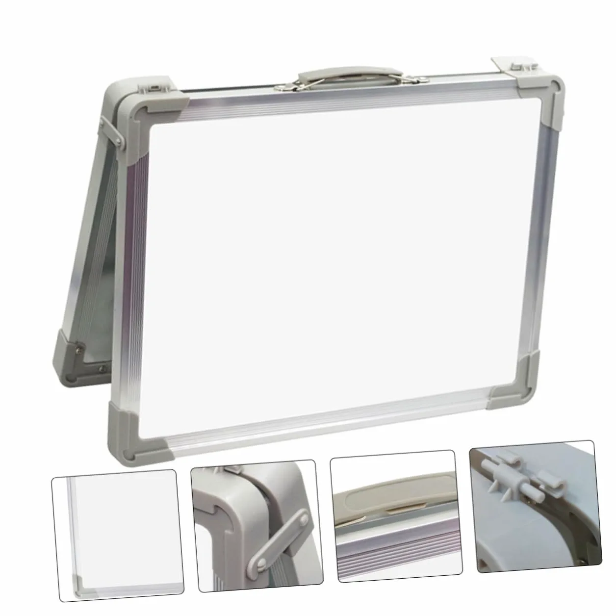 Luxshiny Mini Lavagna Bianca da Tavolo Bifacciale Pieghevole Supporto Regolabile in Alluminio, Lavagna Magnetica Cancellabile a Secco per Casa, Scuola e Ufficio