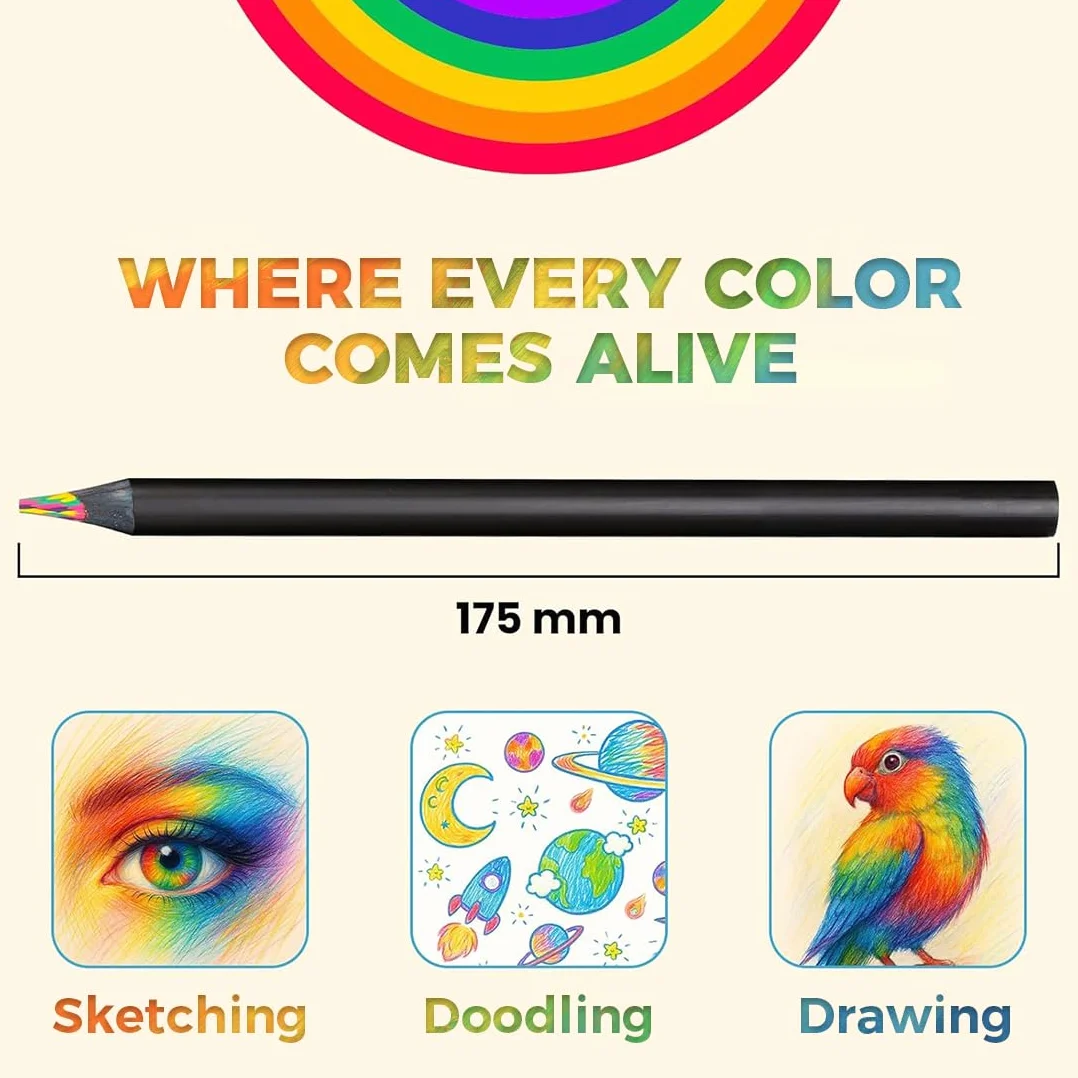 Matite Colorate Jumbo Arcobaleno Multicolori per Bambini e Adulti, Materiale Scolastico e Artistico