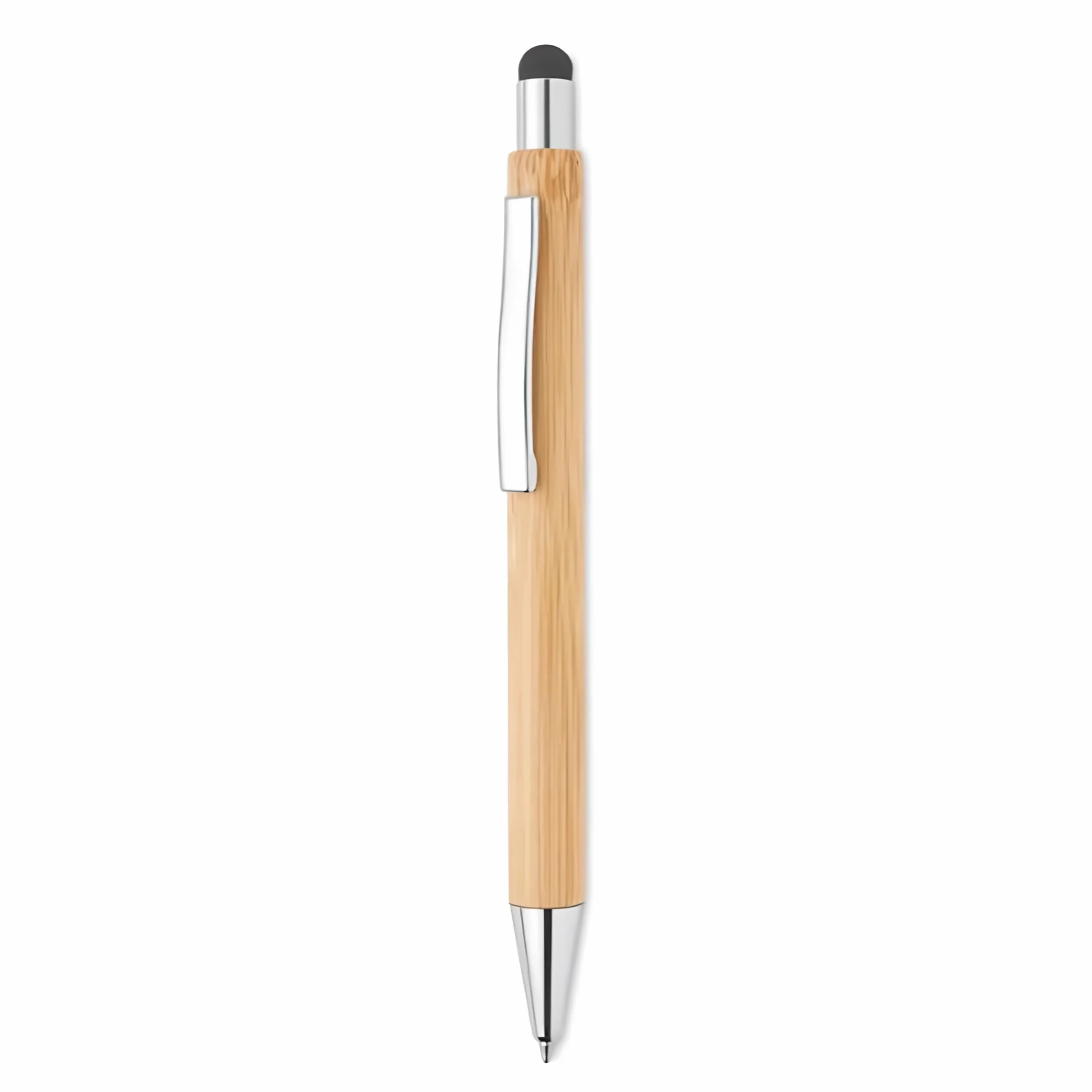 Penna a scatto in bamboo inchiostro nero con touch screen e scatola in legno personalizzati con incisione laser Top Tie
