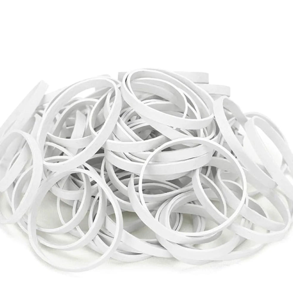 Elastici,Elastici in Gomma da Ufficio, 50 pezzi di elastico bianco grande in gomma, cordoncino elastico resistente da 5 mm, elastici robusti for uso scolastico, domestico e in ufficio(50x5x1.5mm)