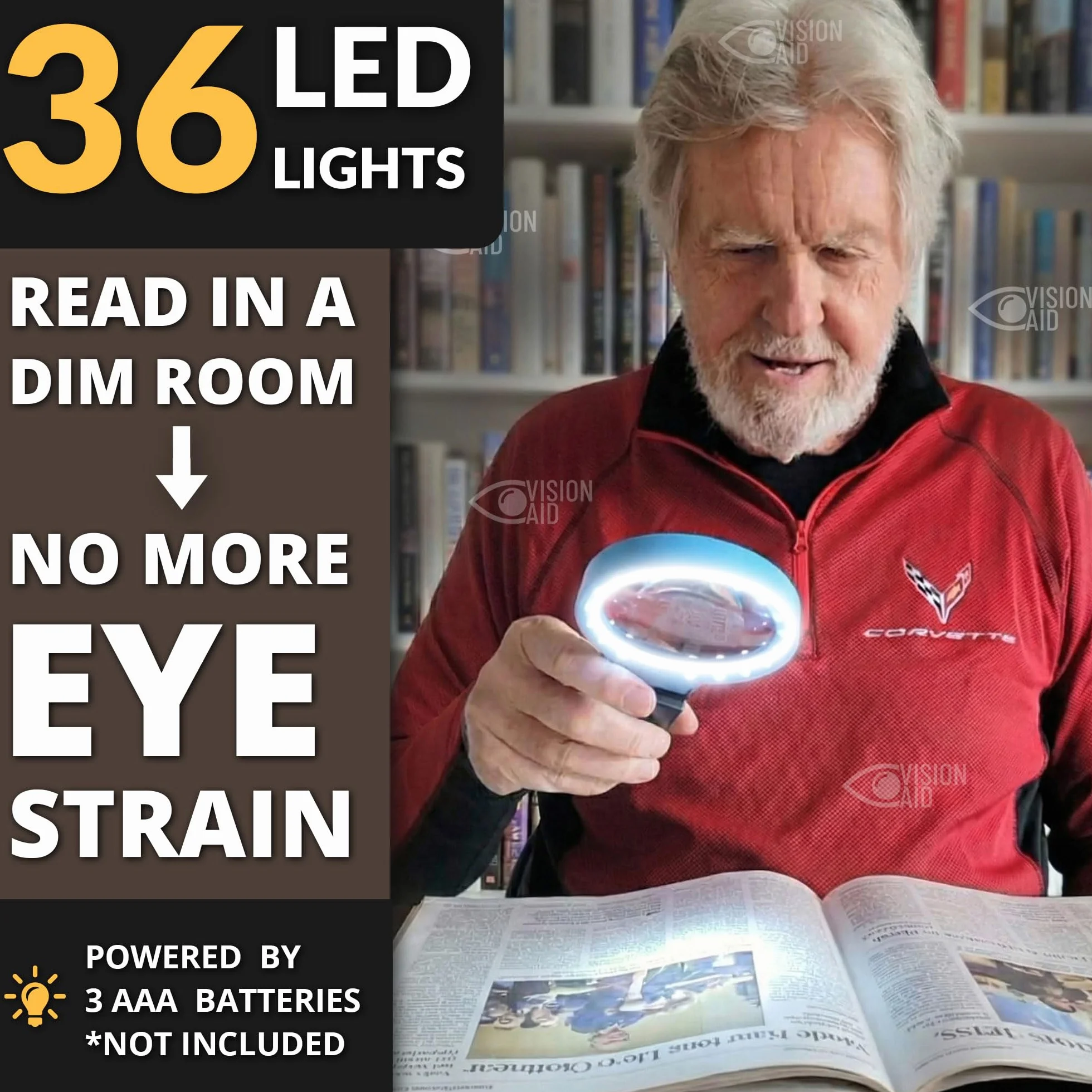 Lente d'ingrandimento 30x a mani libere con 36 LED ultra luminose e custodia 40x per lettura gioielli monete orologi