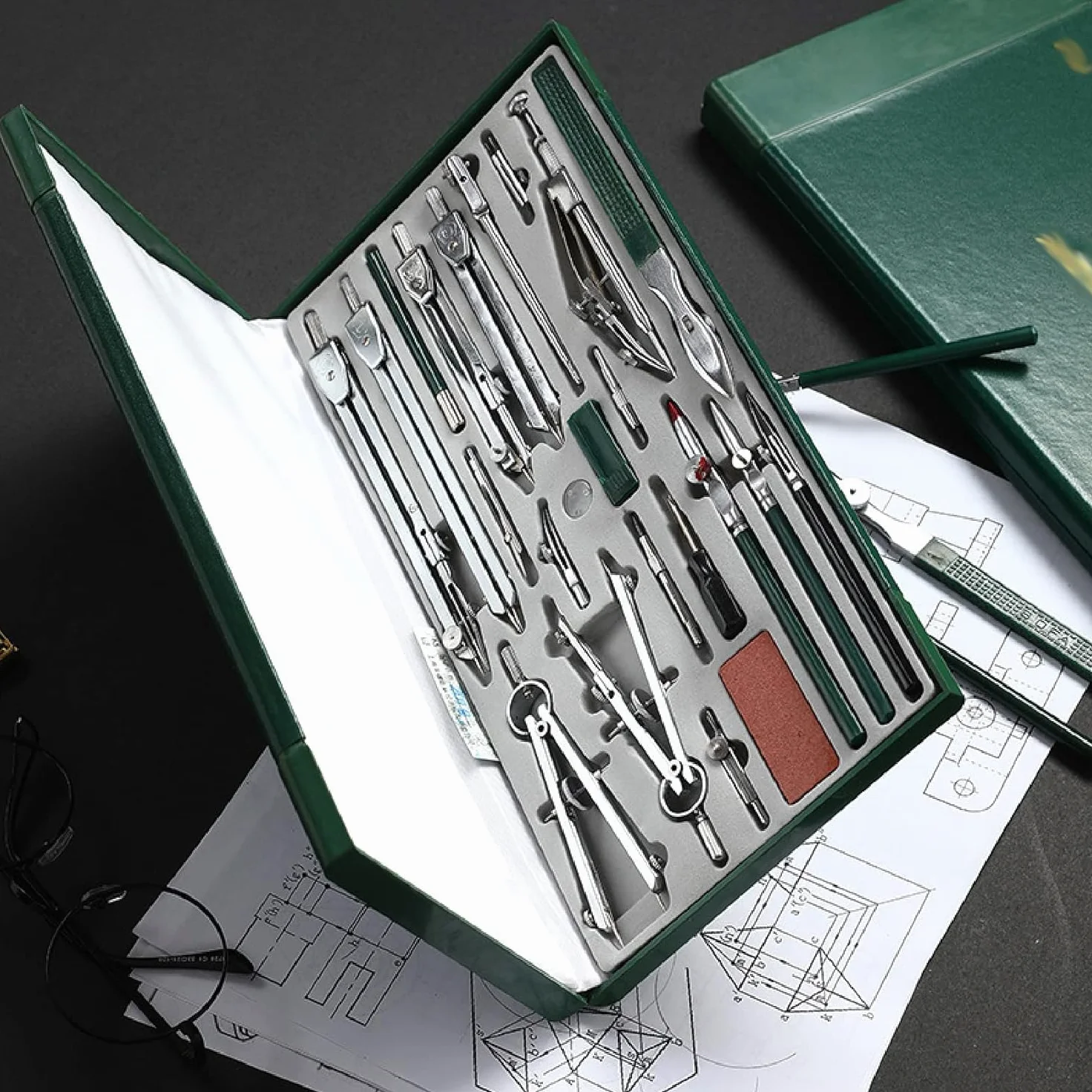 Set 23 Compassi In Acciaio Inox Per Disegnare Cerchi E Misurare Angoli | Modello Di Grandi Dimensioni (15x28,3 Cm), Adatto Alla Progettazione Architettonica E Ingegneristica