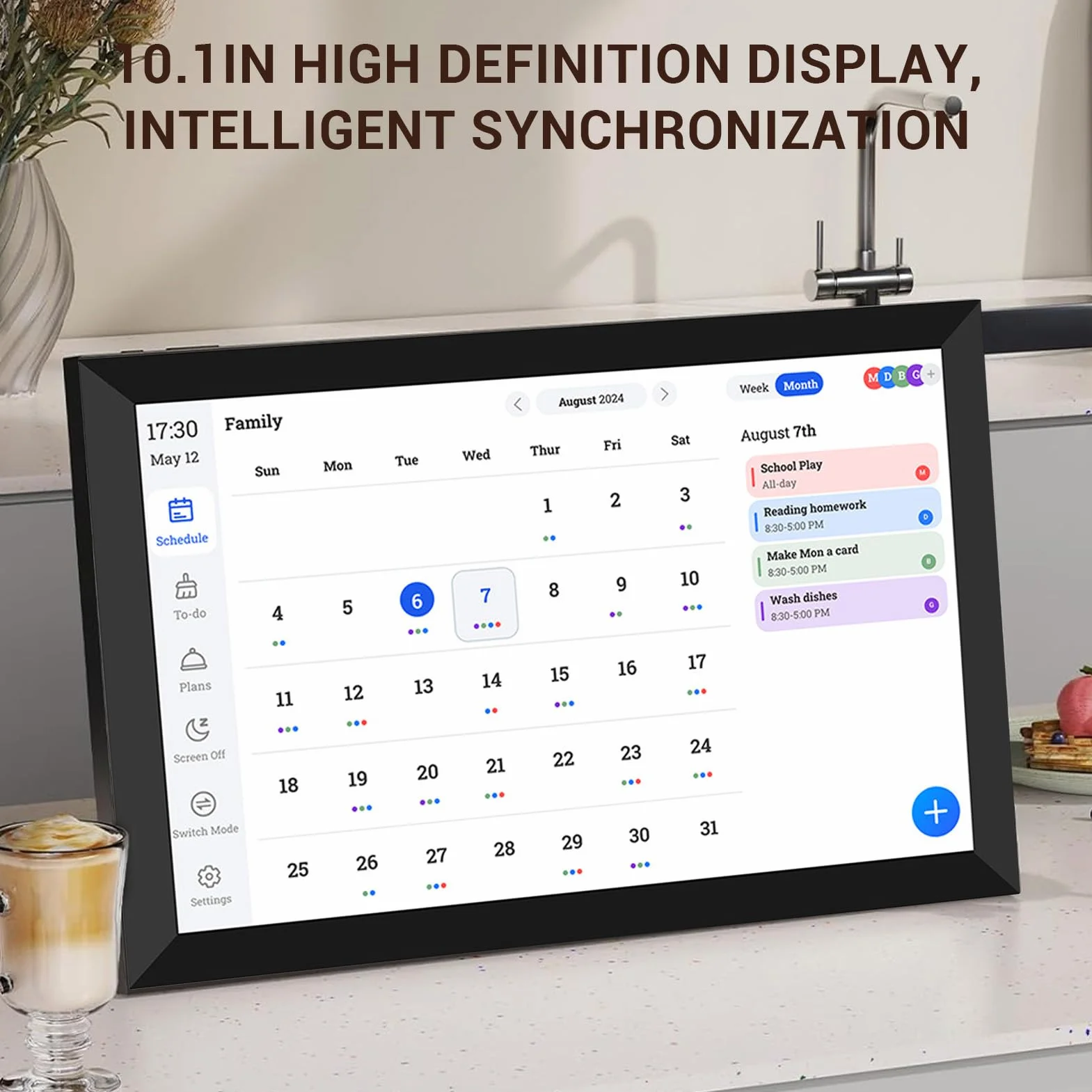 Fafeicy Calendario Digitale Touchscreen 10,1 Pollici HD Wi-Fi Pianificatore Familiare Gestione Attività Giornaliere Cornice Fotografica Digitale Smart Organizzatore Quotidiano