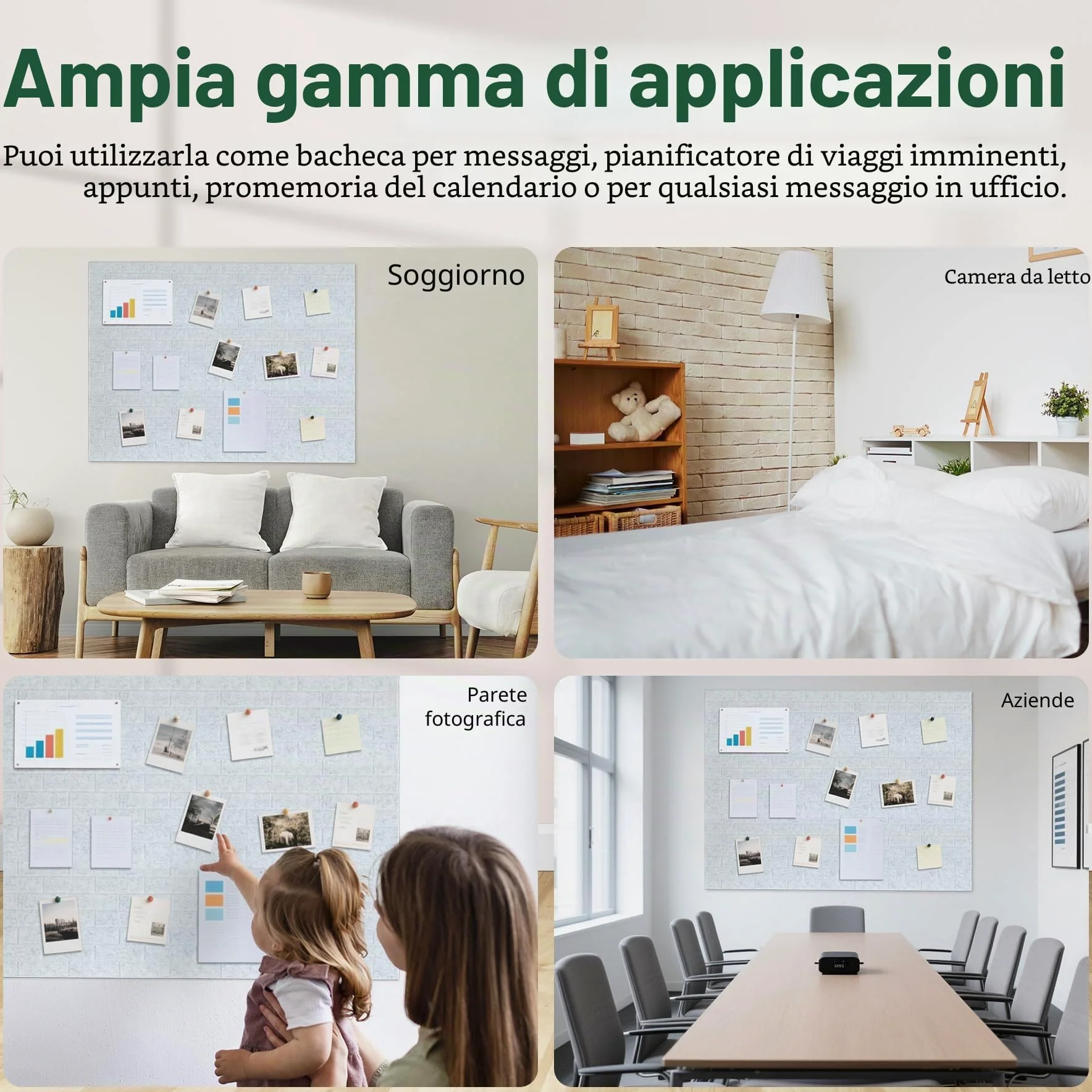 12 lavagne in feltro, autoadesive, 30 x 30 cm, con 30 spille, per appendere foto, bacheca per la casa e l'ufficio, colore grigio chiaro