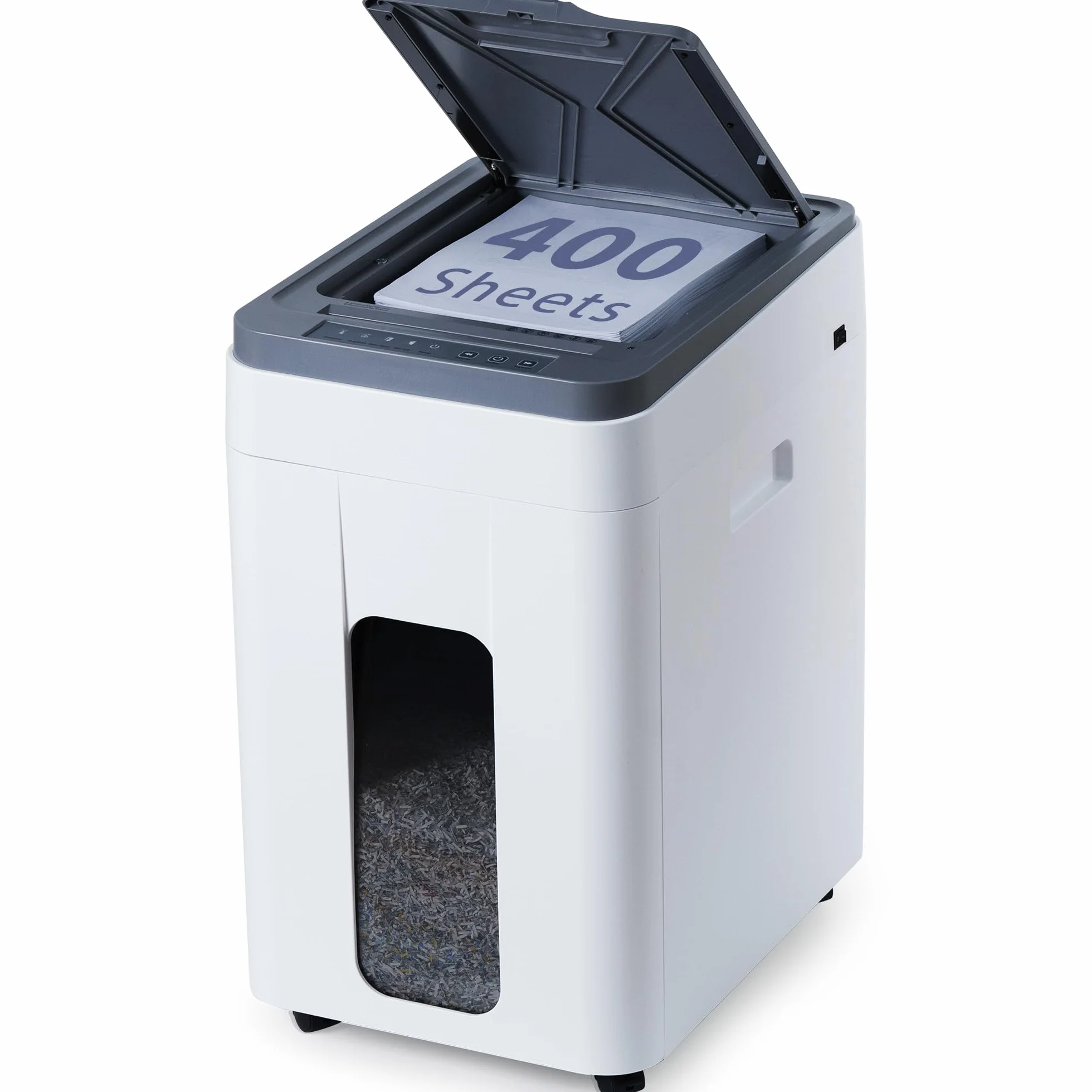 Distruggi Documenti Alta Capacità: 400 Fogli Alimentazione Automatica P5 Microtaglio Sicurezza Elevata con Design Anti-Inceppamento per Ufficio Casa Business Scuola
