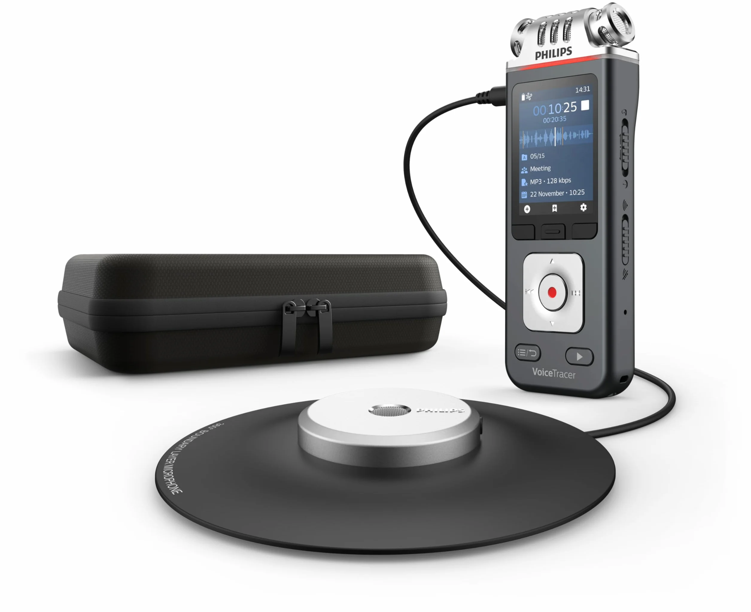 Philips VoiceTracer DVT8115 registratore vocale, Microfono a 360° per riunioni con qualità eccellente. Licenza AI Sembly in prova: l’Intelligenza Artificiale crea riassunti, trascrizioni