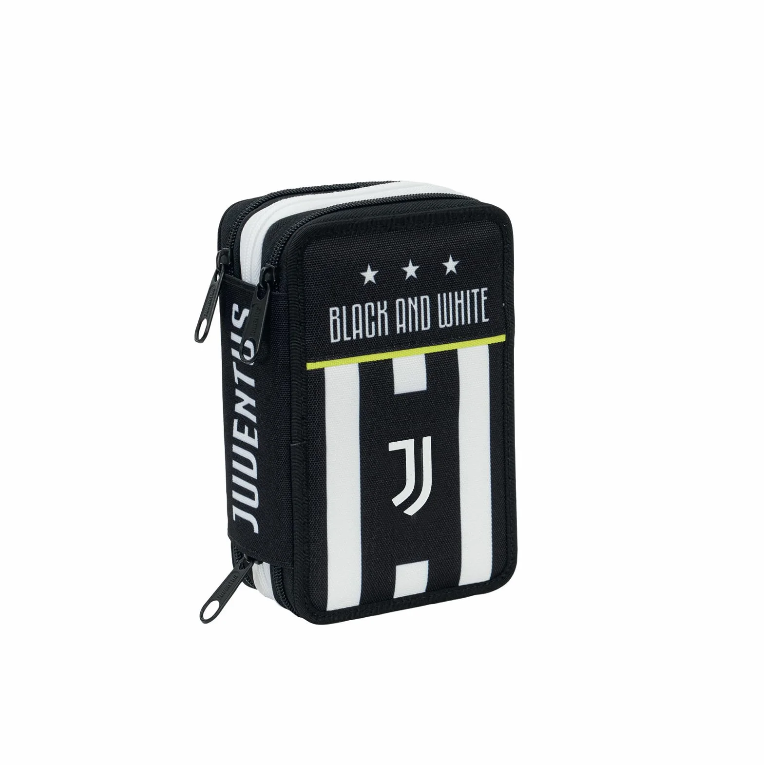 Seven Astuccio Scuola Juventus 3 Zip Bianco Nero Triplo Scomparto Matite Penne Pennarelli Accessori per Zaino Ragazzi