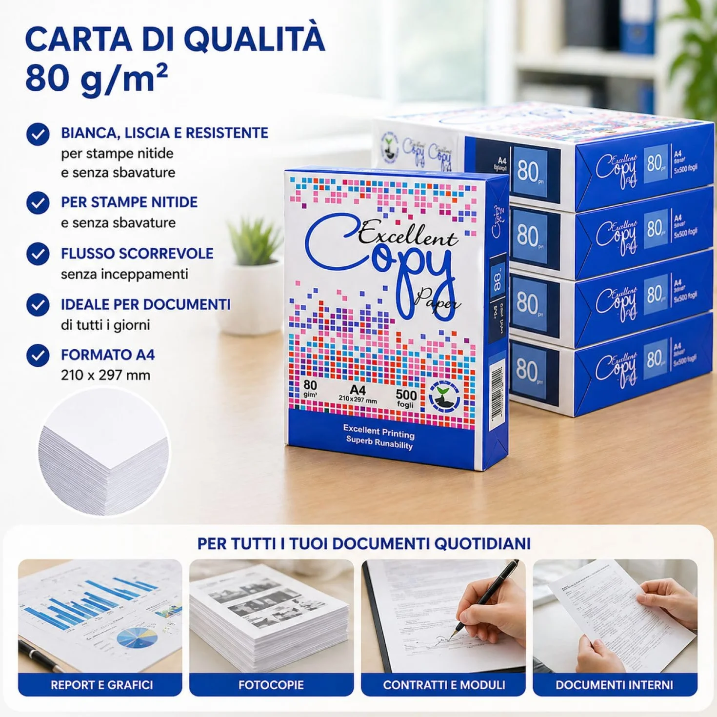 Risma Carta A4 2500 fogli 5 pacchi da 500 fogli