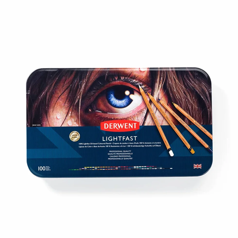 Derwent Lightfast Set di 100 Matite Resistenti alla Luce con Anima Rotonda da 4 mm, Resistenza Elevata del Nucleo e Consistenza Cremosa, Adatte al Disegno e alla Colorazione