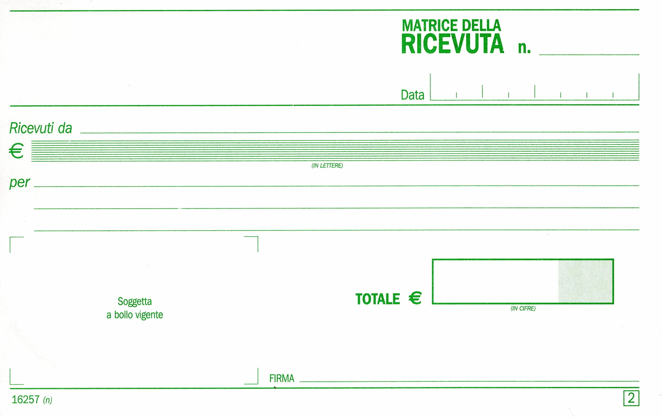 Blocchetto Ricevute Generiche Pagamento Duplice Copia Autoricalcanti 50x2