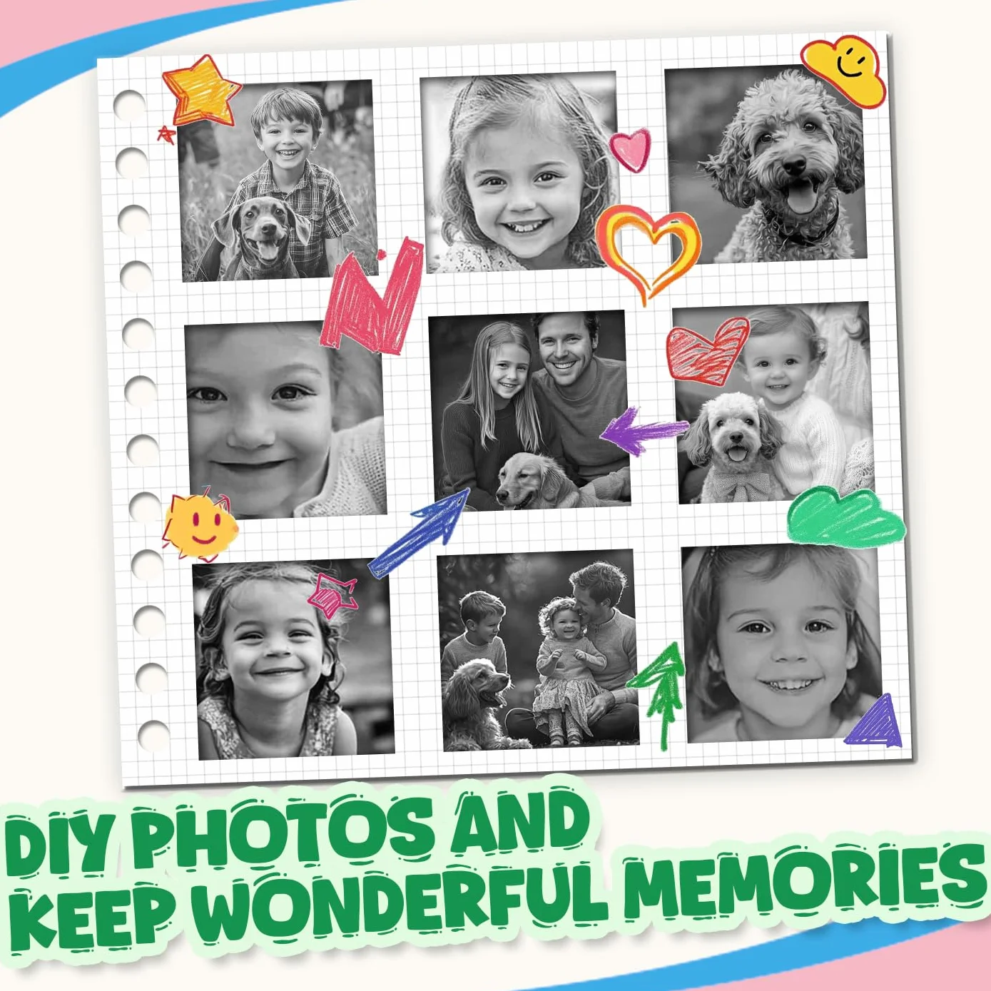 Pezzi di Carta Fotografica HD per Fotocamera Istantanea per Bambini, Rotoli Compatibili