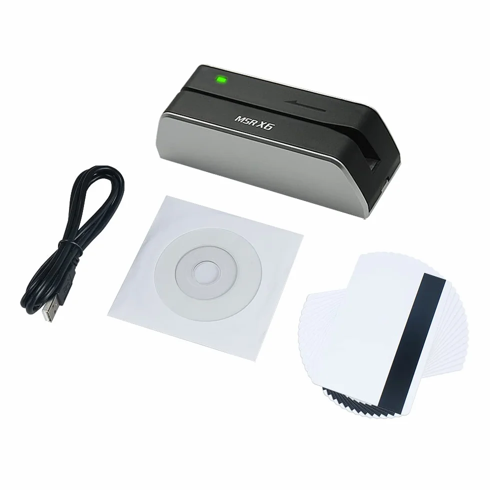 MSRX6 Smallest USB Magnetic Credit Card Reader Writer 1/4 Size of MSR206 MSR605 MSR606 + 10 Cards