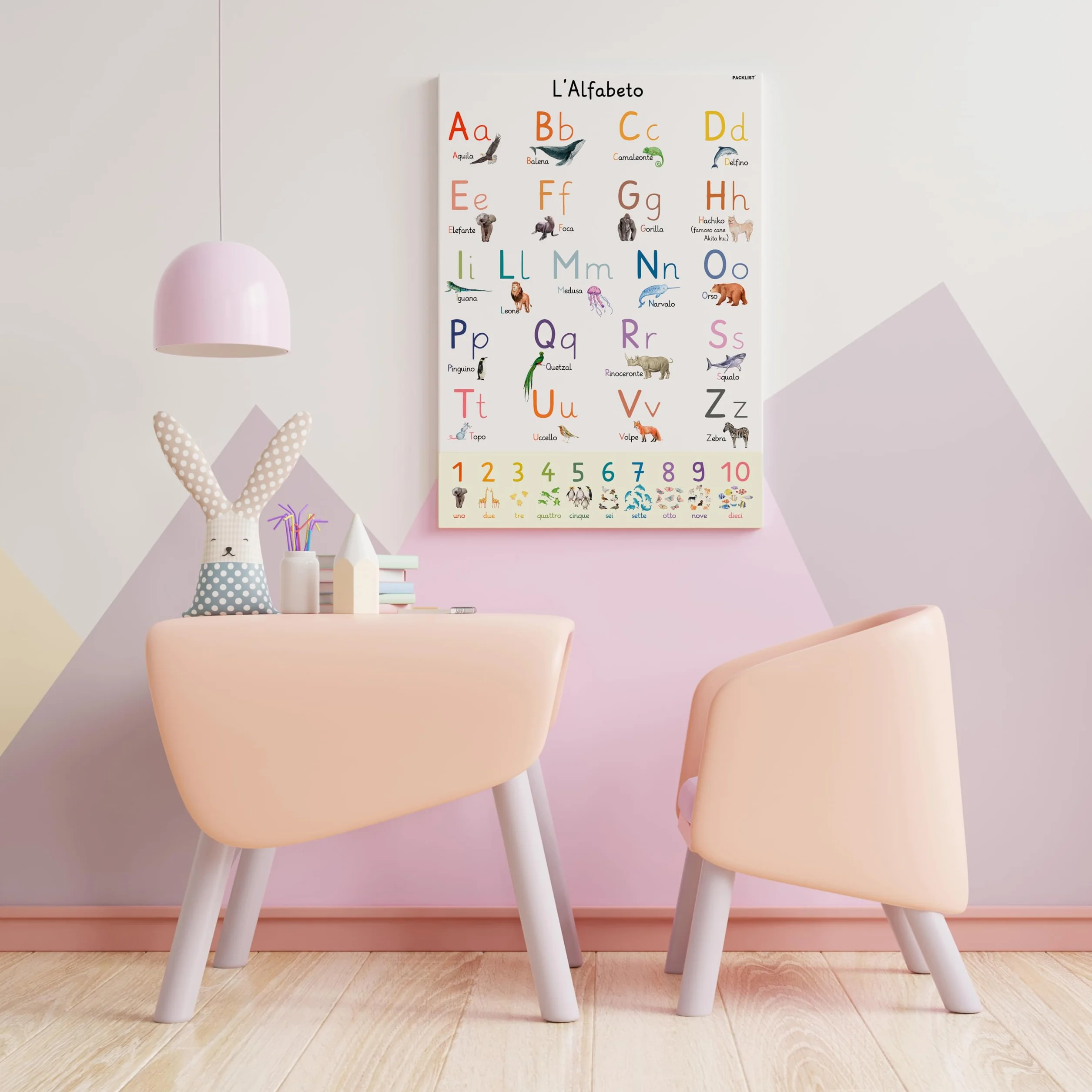 Poster Alfabeto Italiano per Bambini - Lettere Grandi Animali Divertenti