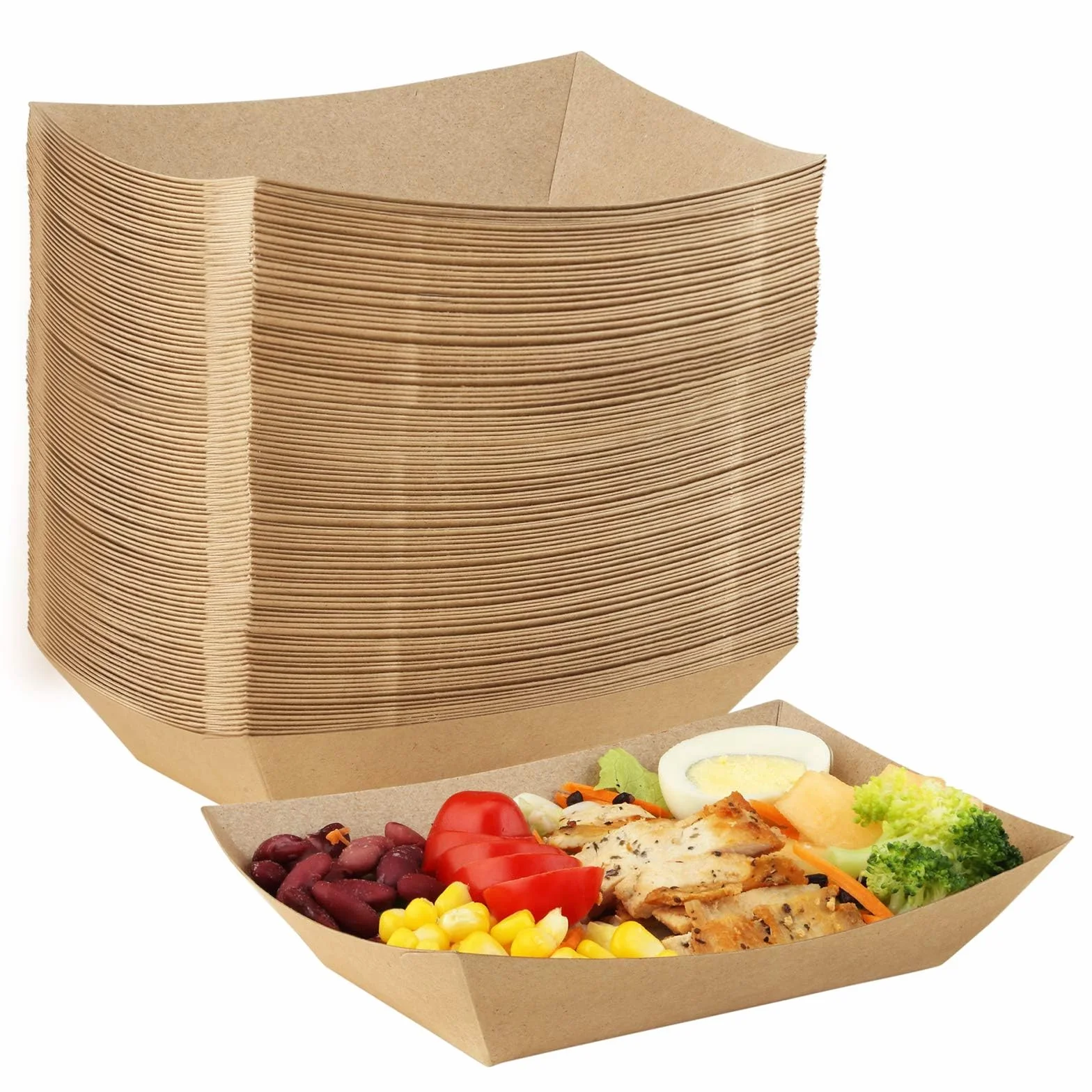 Vassoi antigrasso in cartoncino 16x12x4 cm con rivestimento PE per asporto street food