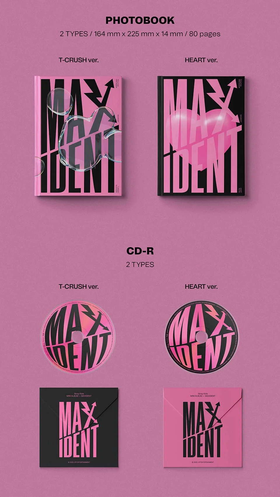 MAXI DENT T-CRUSH Ver. Album R+Photocards+Face Sticker+Mini Poster+Photobook+Lyrics Paper