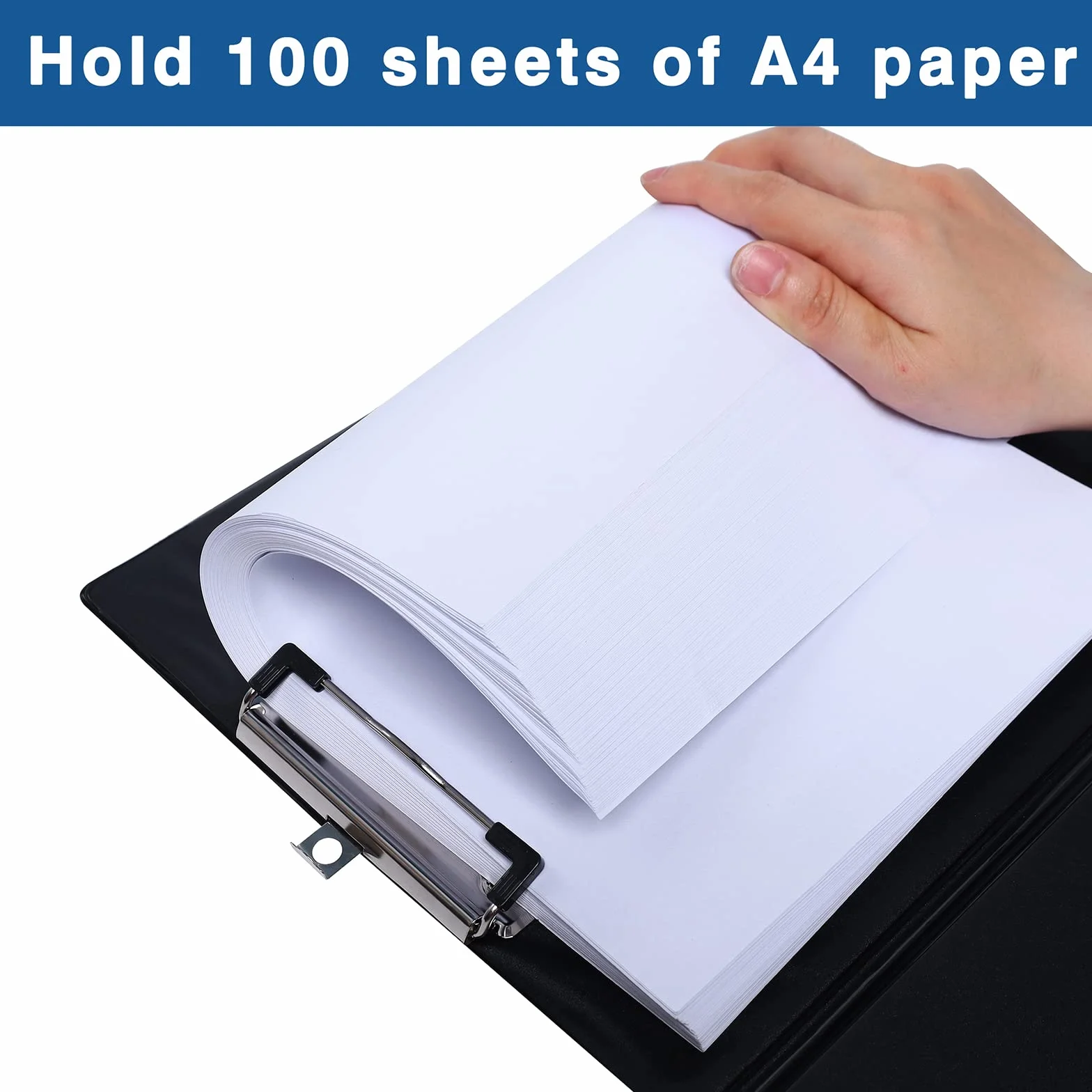[5 Pezzi]A4 Portablocco con Copertina,Clipboard con Clip in Metallo und Appeso Buca, Appunti con Tasche Interne,Porta-pad Lavagna da scrittura Ideale per Lavoro Quotidiano(Nero)