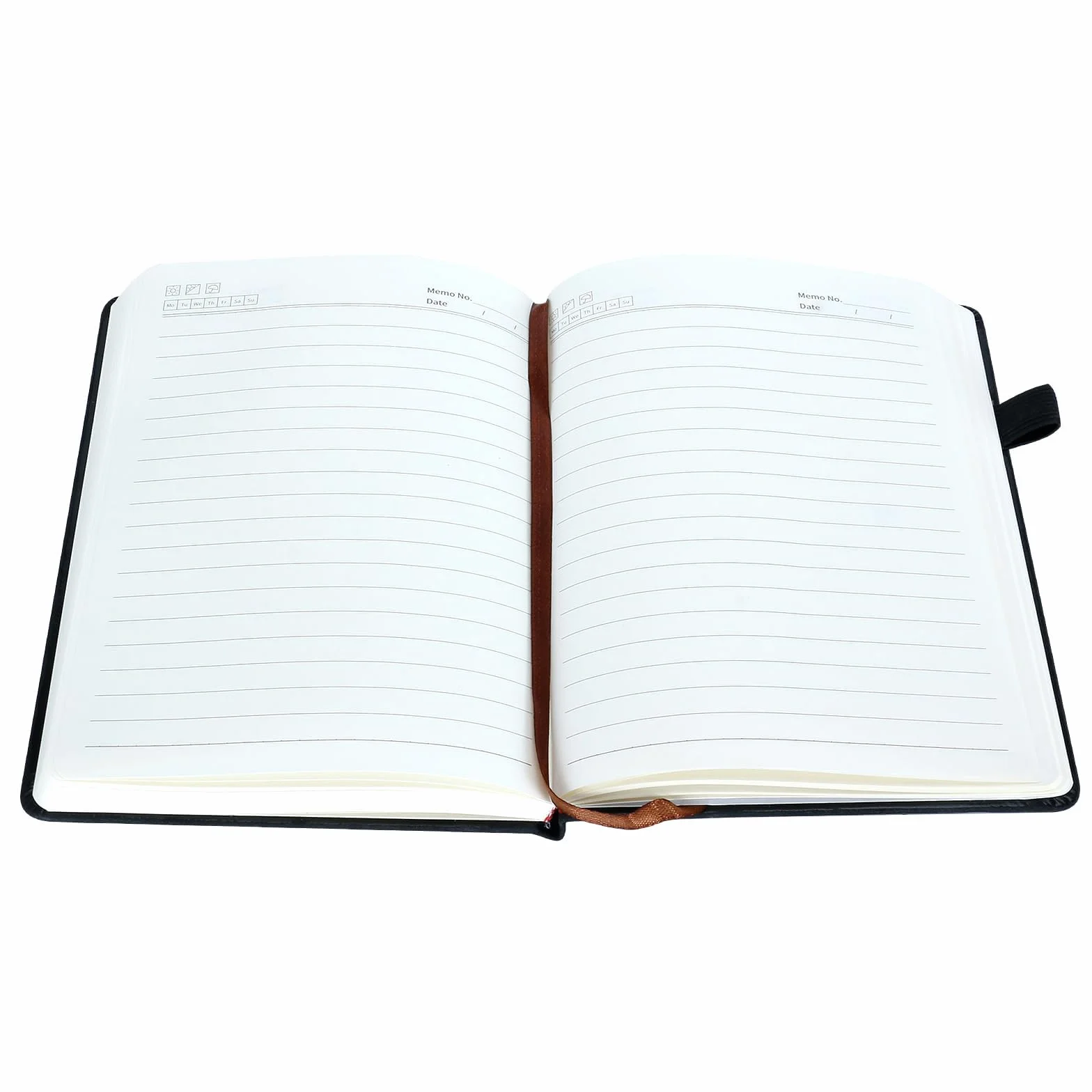 Quaderno A5 a Righe Copertina Rigida Similpelle 192 Pagine con Passante per Penna